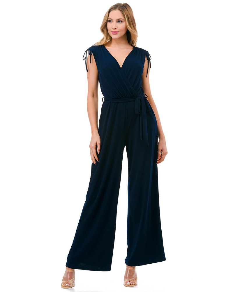 NEW! Solid Tie Shoulder Jumpsuit