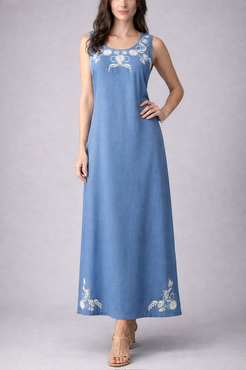 NEW! Floral Embroidered Tank Dress (Also Available in Plus Size)