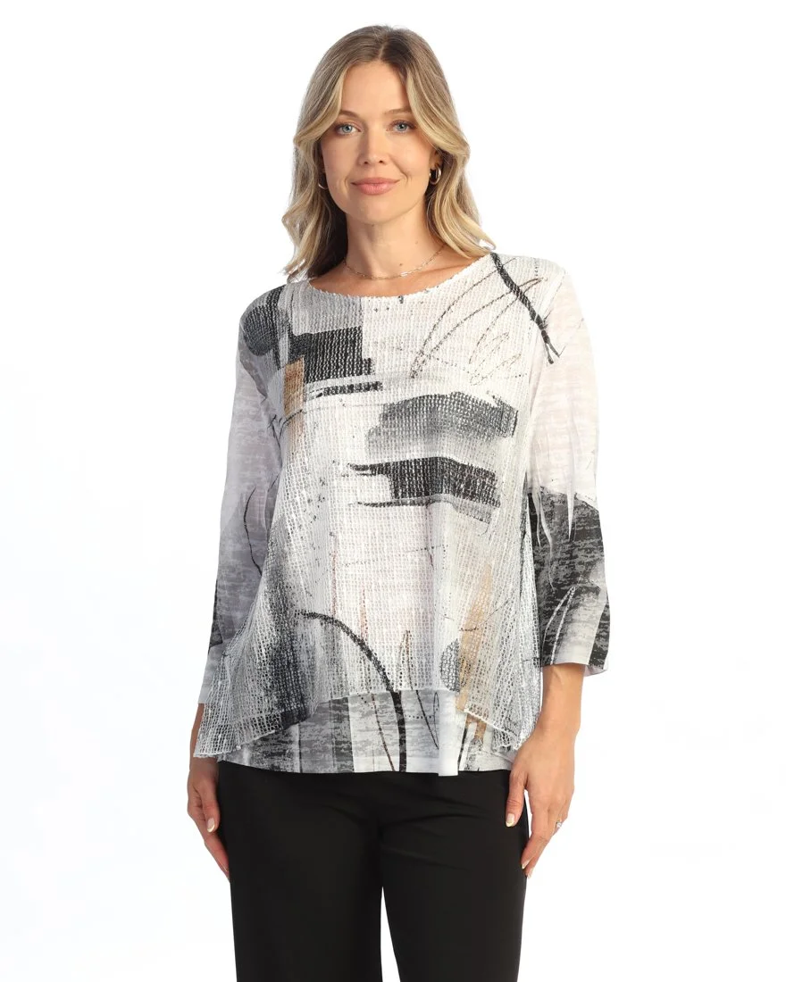 NEW! Abstract Boucle Mesh Overlay Tunic (Also Available in Plus Size)