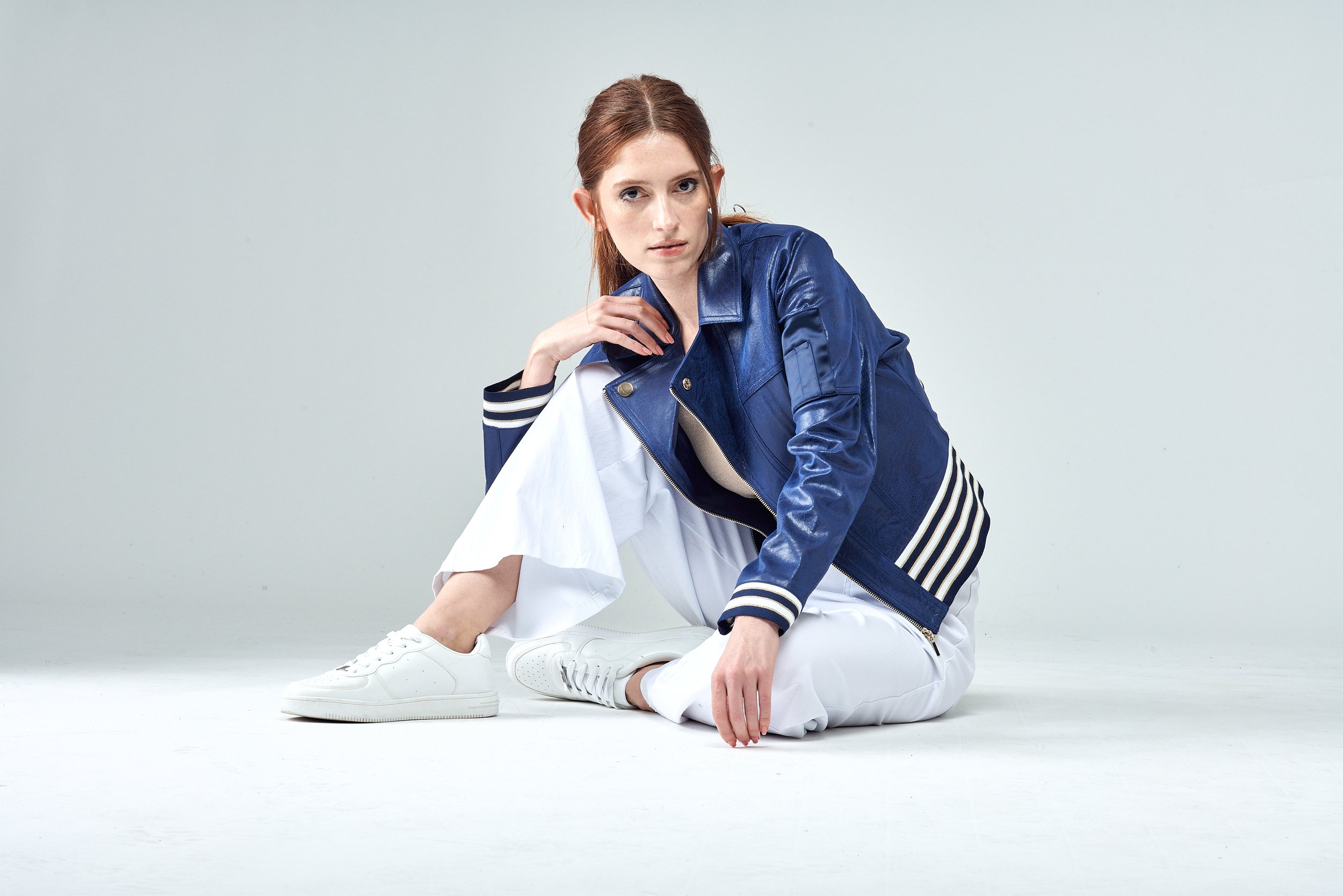 NEW! Vegan Leather Striped Trim Baseball Jacket