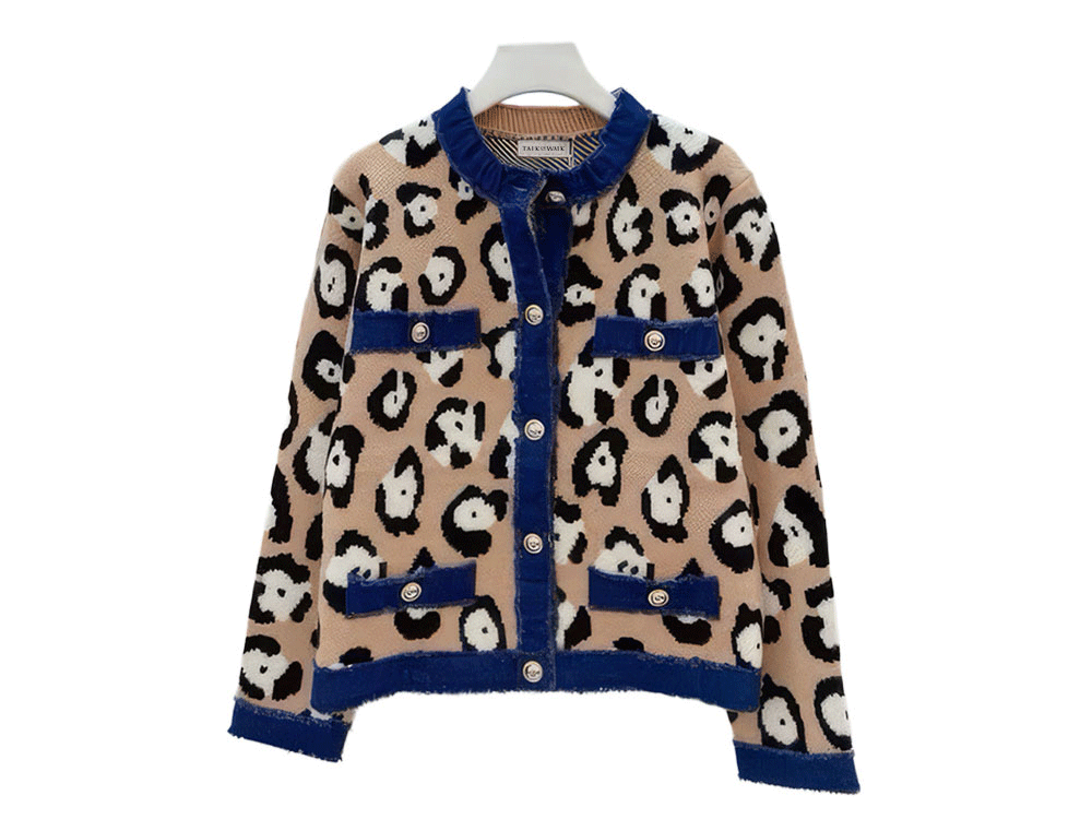 NEW! Denim Leopard Chanel Trim Sweater