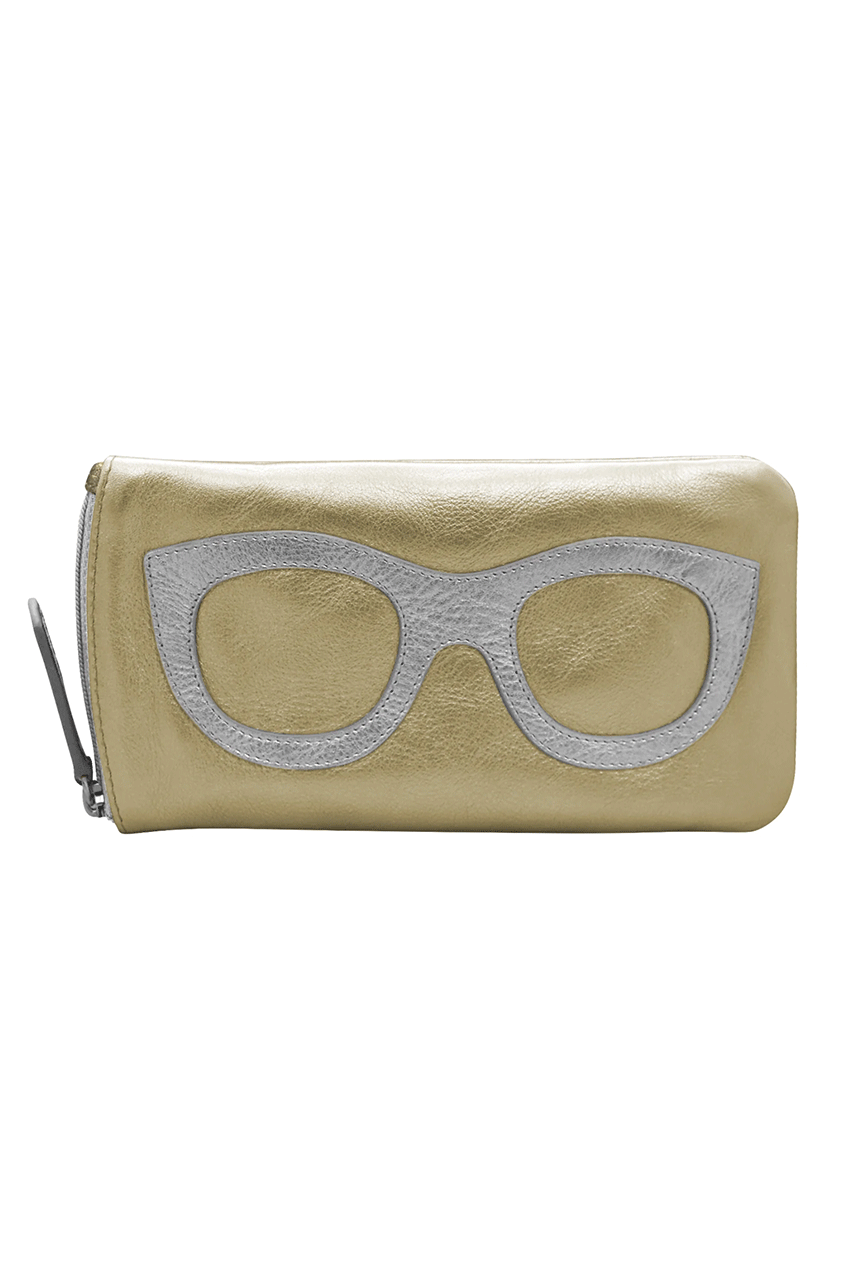 NEW! Leather Eyeglass Case in Gold and Silver