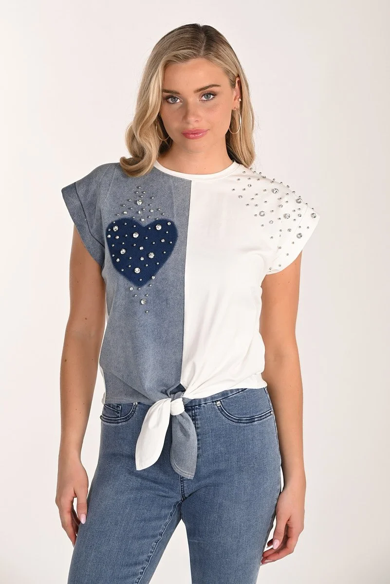 PRE-ORDER! NEW!           Two Tone Blue Heart & Crystal Top