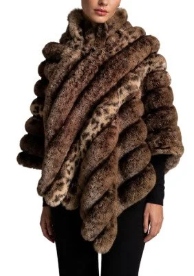 NEW! Animal Insert Faux Fur Poncho