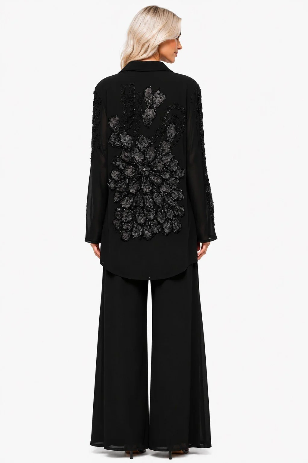 PRE-ORDER-SPECIAL! Floral Beaded Jacket and Pant Set (Also Available in Plus Size)