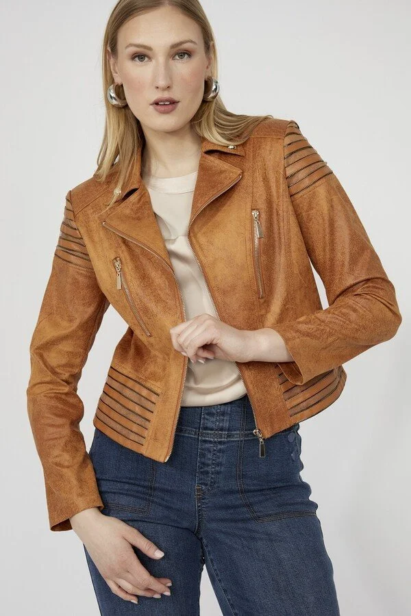 NEW! Vegan Suede Zip Moto Jacket