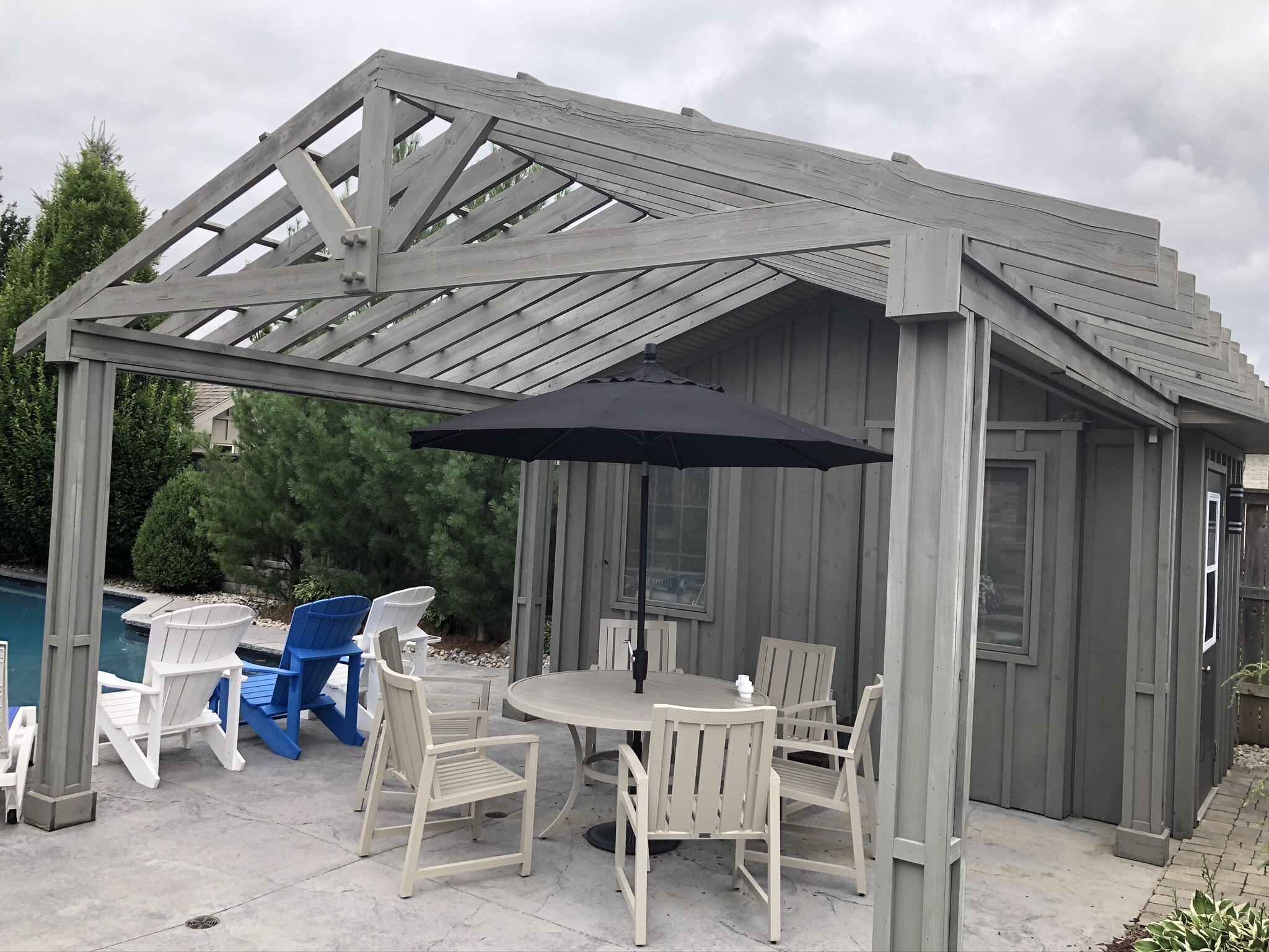 Cabana / Pergola (re-stain wood ... lots of it!) - Maintenance