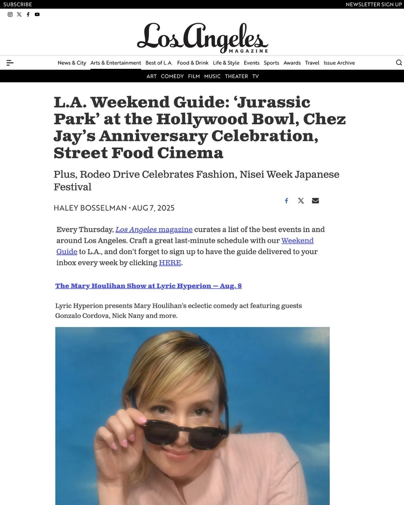 LA friends!!! @maryhoulie is bringing &ldquo;The Mary Houlihan Show&rdquo; to @lyrichyperion TONIGHT 8/8 at 9:30pm! A night of comedy, music, and surprise goofs ft. @gonzalorcordova @nicknaney and more!!!! Don&rsquo;t miss out! 🎟️🌛🎭 Thanks @lamag 
