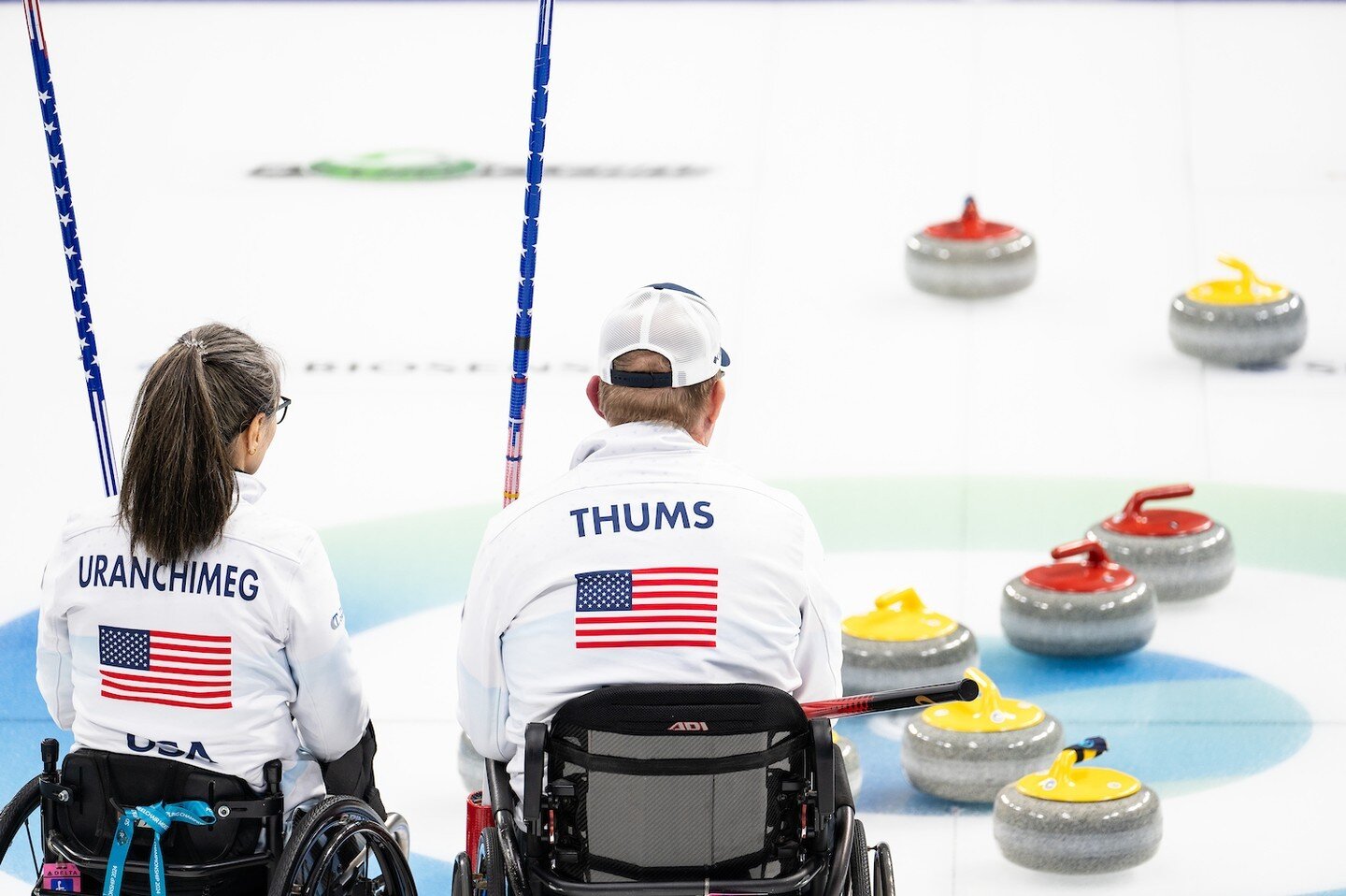 Team USA, with an undefeated record, advances into the playoffs at the World Wheelchair Mixed Doubles Championship. 
📸 WCF/ Ansis Ventins