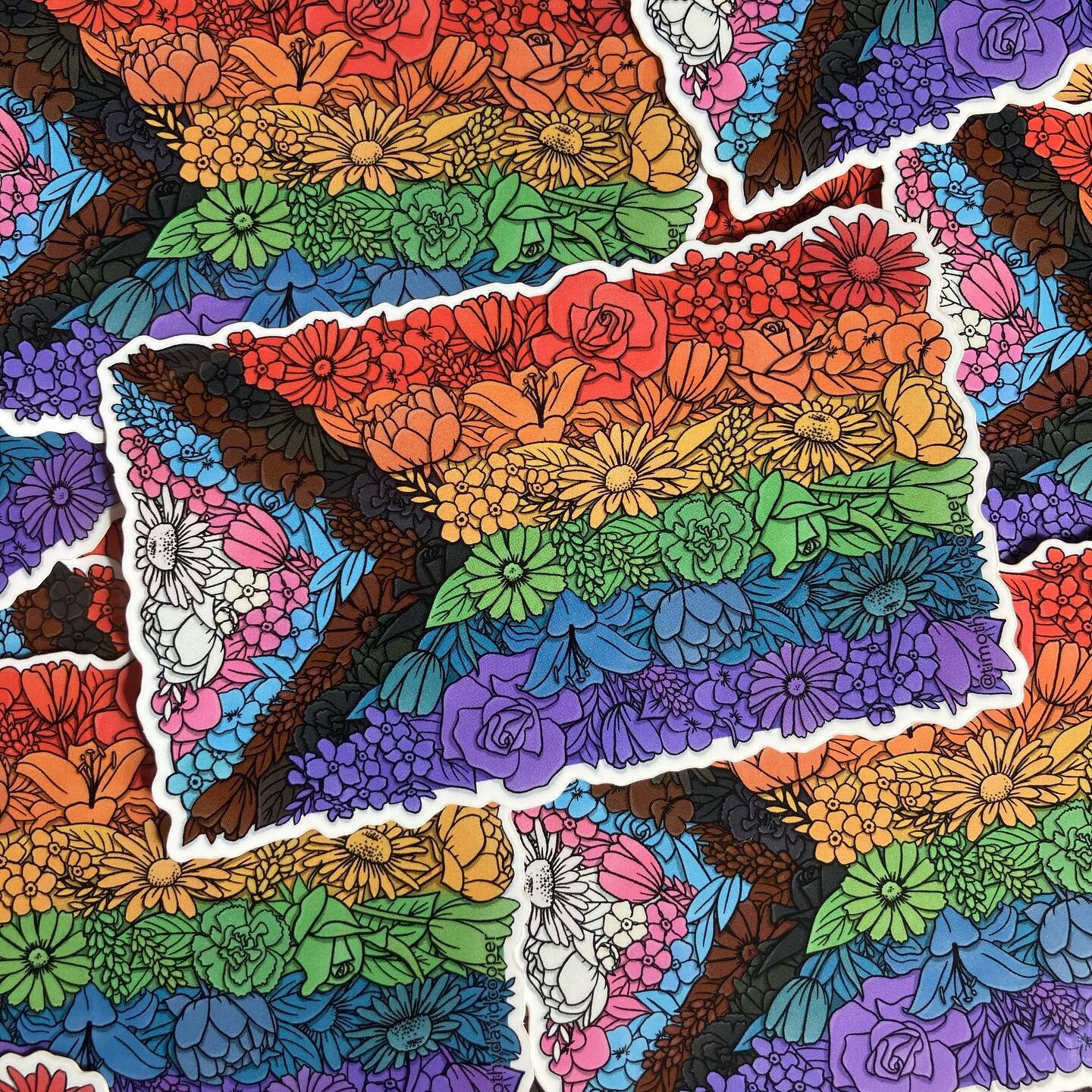 I have truly had so much fun creating my new Pride collection for the @towergrovepride festival, and I&rsquo;m thrilled to be able to start sharing some of the collection with you! First up are these floral Progress Pride flag stickers. 🏳️&zwj;🌈💐?