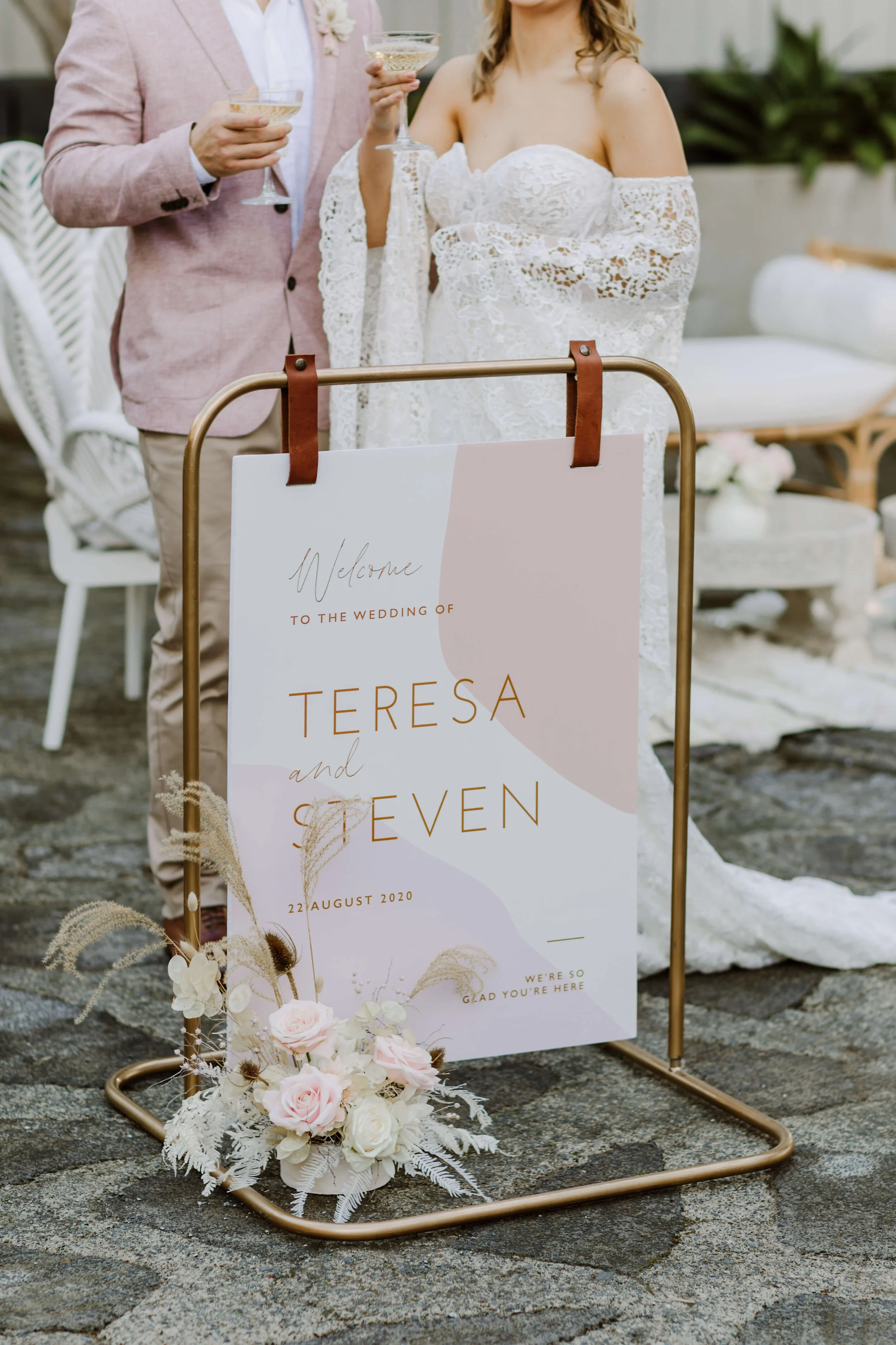 Just My Type Wedding Invitation Stationery NZ Coastal Boho Luxe Pastel Abstract Organic Arch Invite 12.JPG