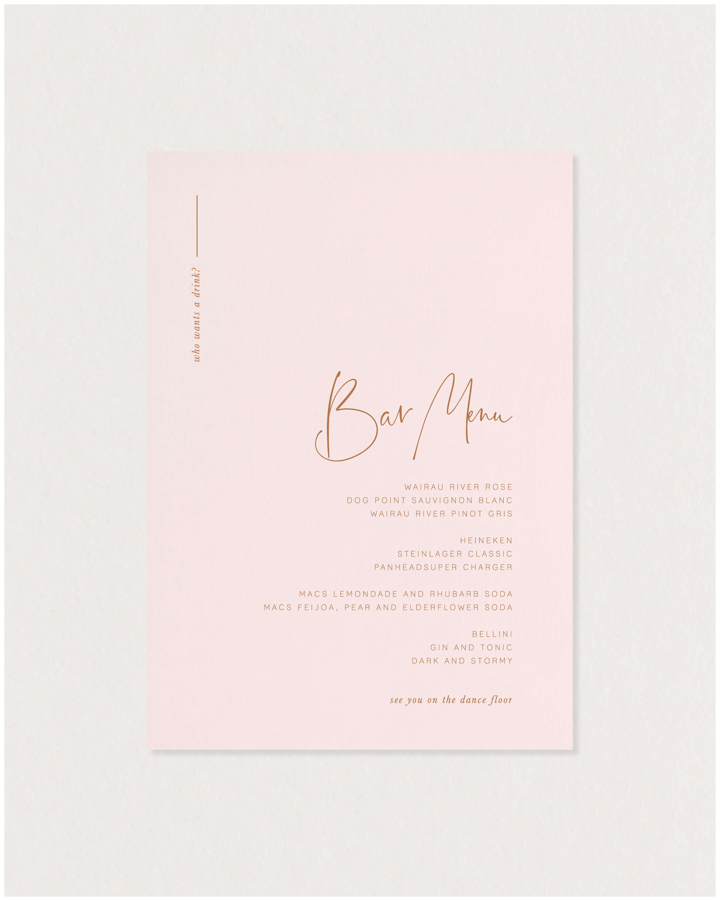 Wedding Bar Drinks Menu