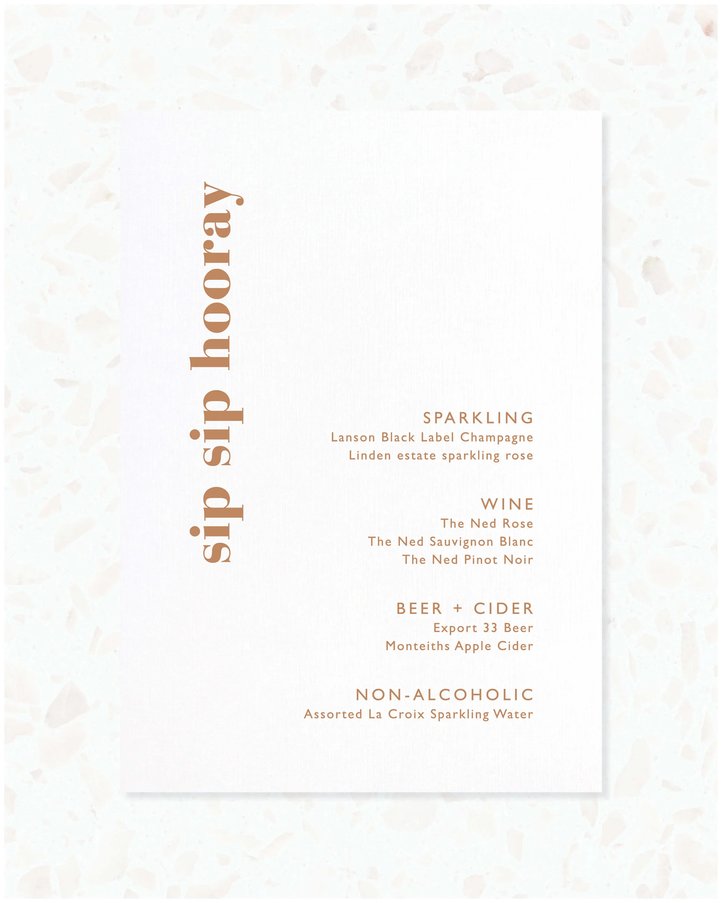 Wedding Bar Drinks Menu