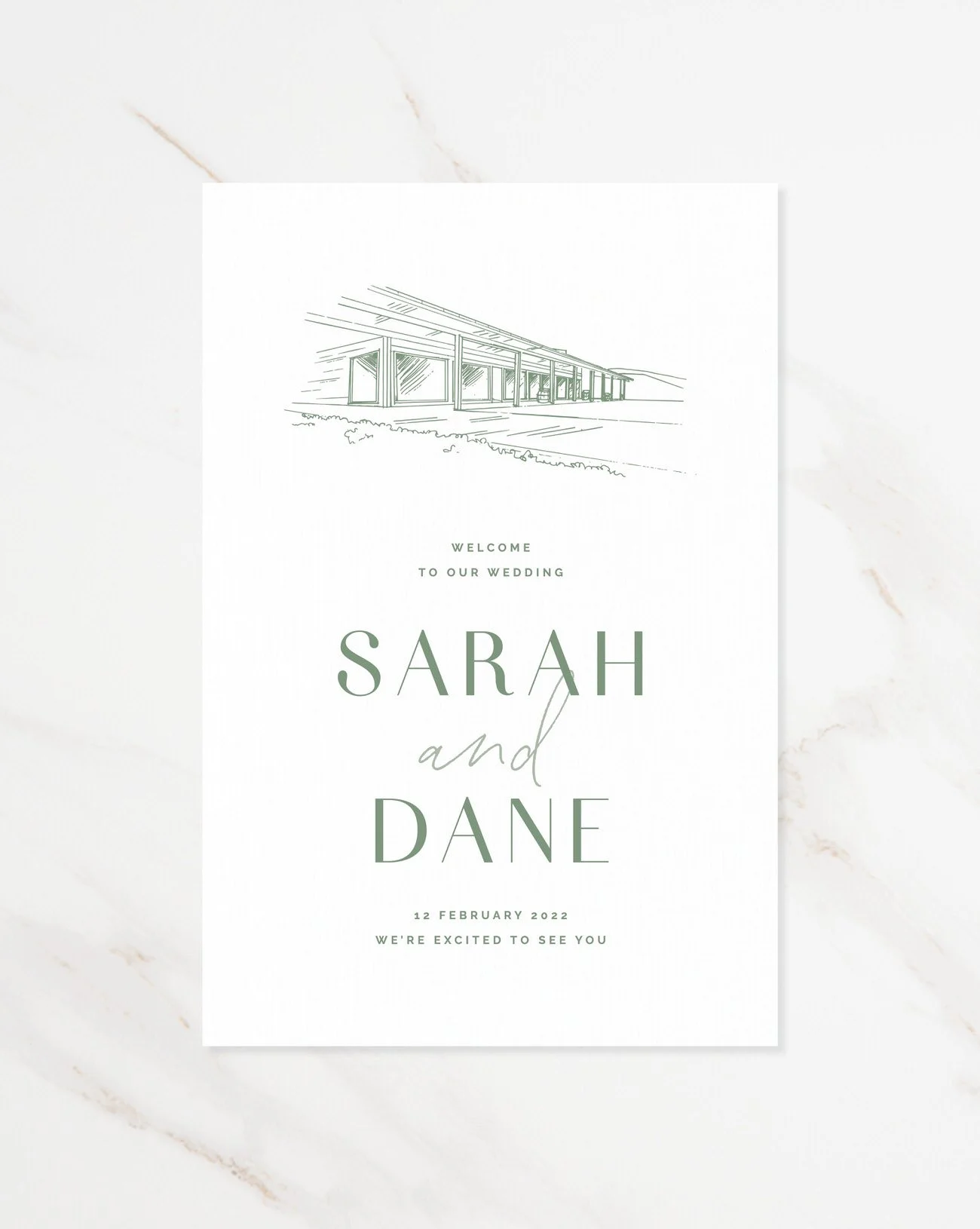 Just My Type Wedding Invitation Custom Veunue Sketch Illustration NZ7.jpg