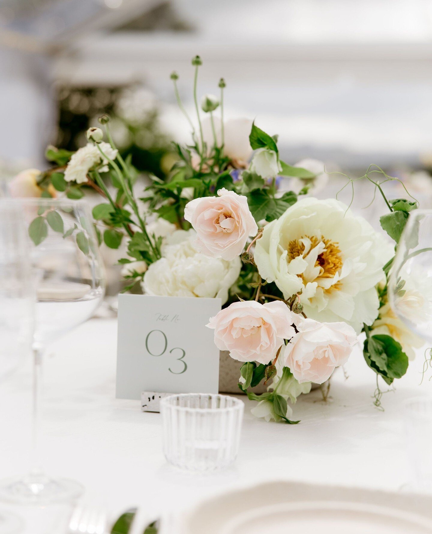 Square table numbers in sage green looking elegant amongst the florals. Swipe to see more reception pics from Z&amp;Gs day x⁠
⁠
Photographer @brijanacatoweddings⁠
Styling &amp; Planning @onelovelydaystyling⁠
Wedding Location - Private family farm, Ma