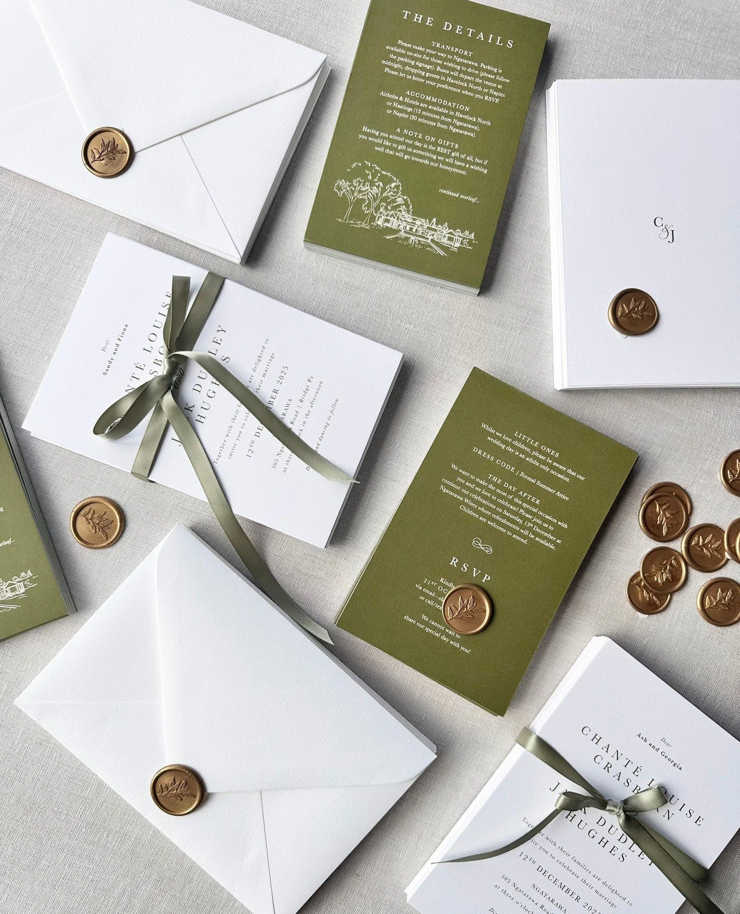 We&rsquo;re officially in love &mdash; with these wedding invitations!⁠
⁠
From the olive green accents to the timeless wax seals, every detail was designed to reflect the warmth and charm of C&amp;Js big day.⁠
⁠
Let the countdown begin!