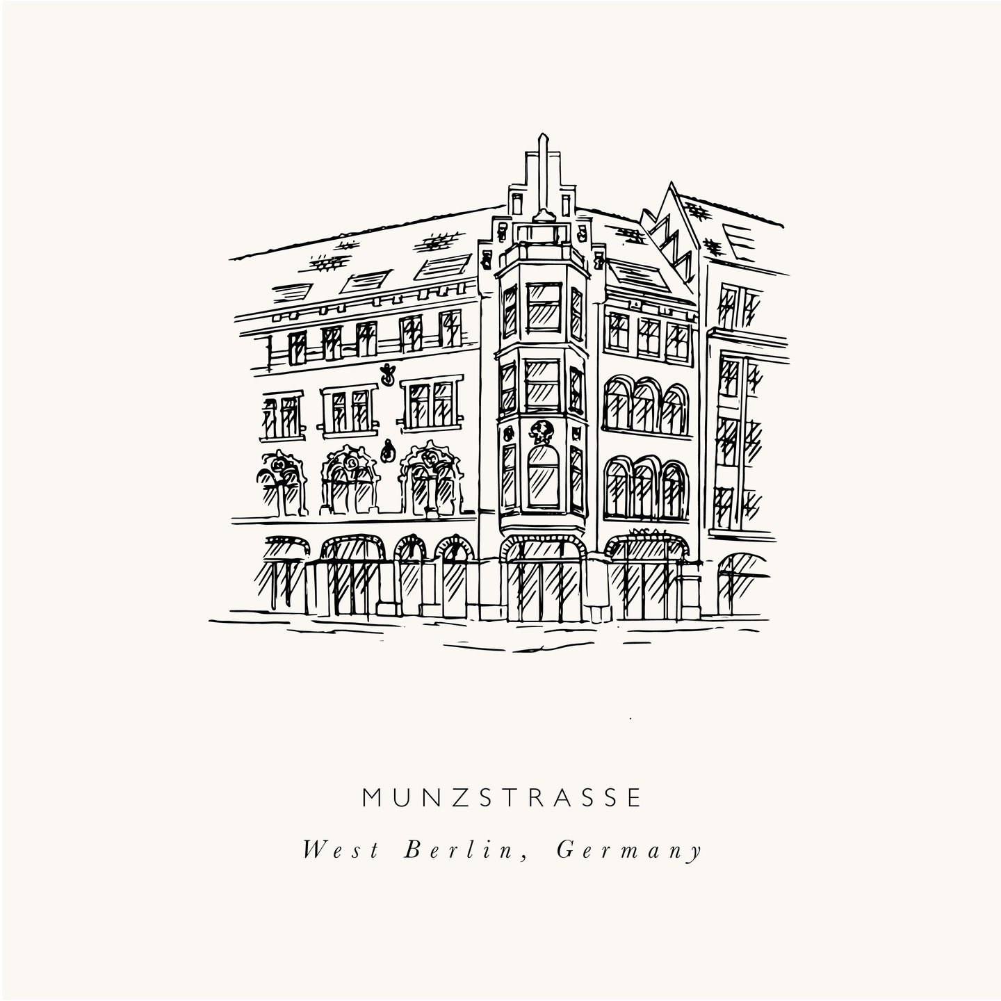 Munzstrasse 🖤⁠
⁠
Heritage - Chic - Urban⁠
⁠
I absolutely adore doing these illustrations - they are literally the fave part of my week. These are all genuinely hand drawn with pencil onto paper just for you, no AI round here x⁠
⁠
Now booking for 202