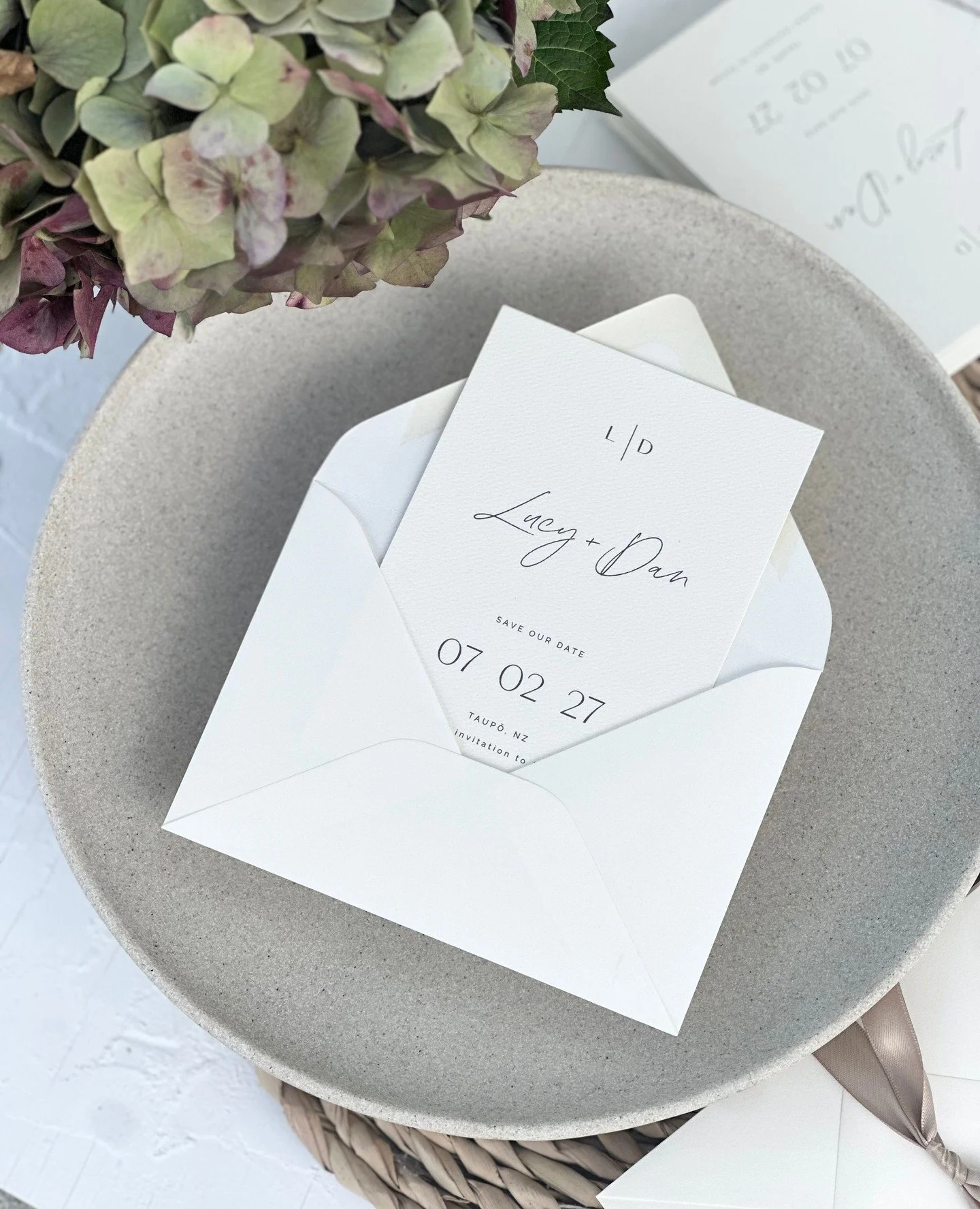 Save our Date 🥂⁠
⁠
Ivory &amp; latte Save the Dates from the FREYA Semi Custom suite for L&amp;D x⁠
