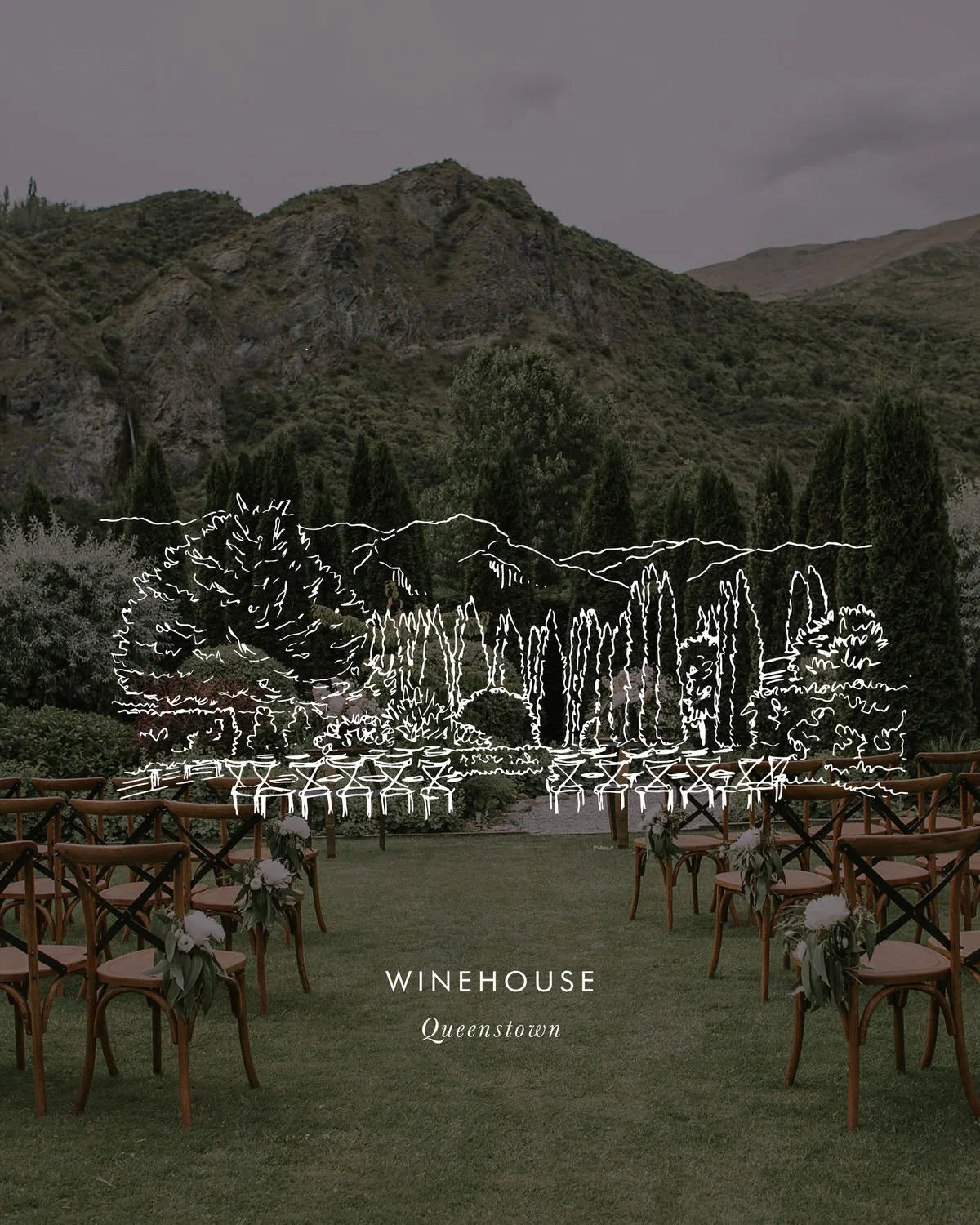 Wedding Venue Illustration - Winehouse, Queenstown