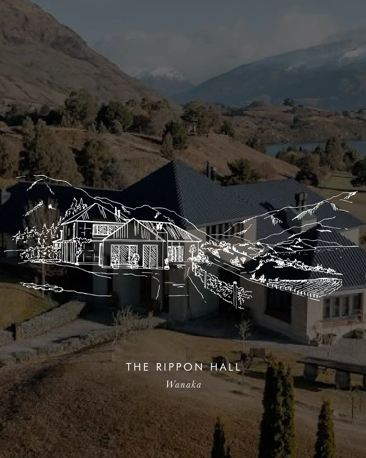 Wedding Venue Illustration - The Rippon Hall, Wanaka