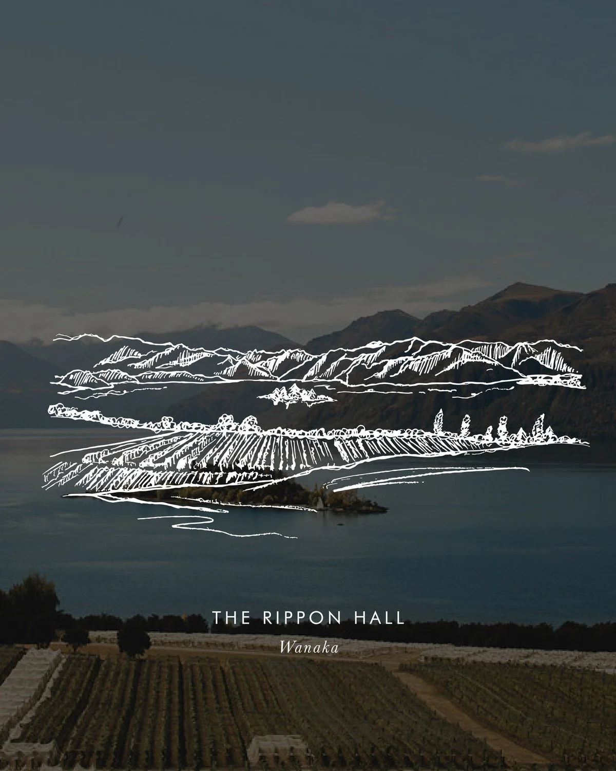 Wedding Venue Sketch - The Rippon Hall, Wanaka