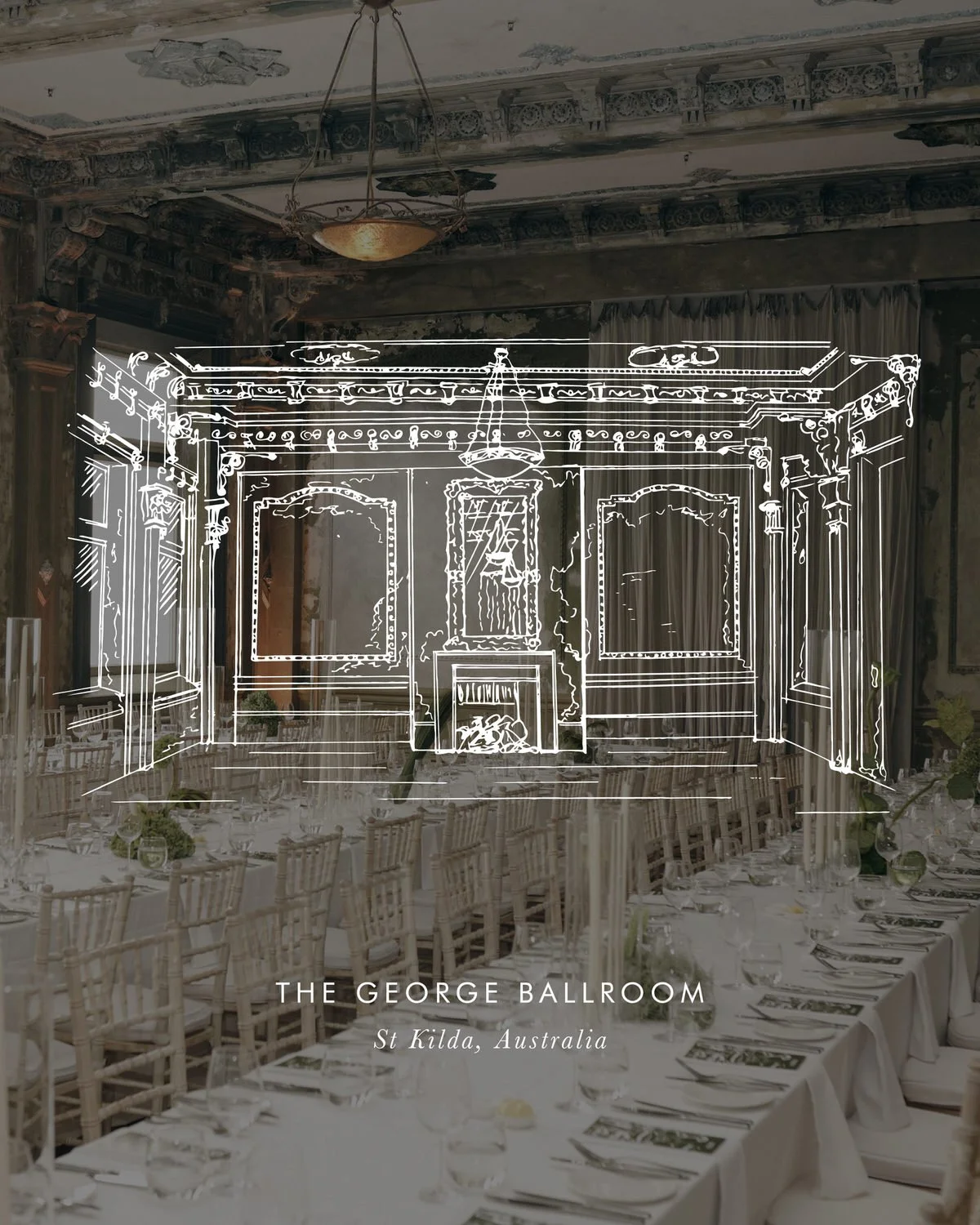 Wedding Venue Illustration - The George Ballroom, St Kilda