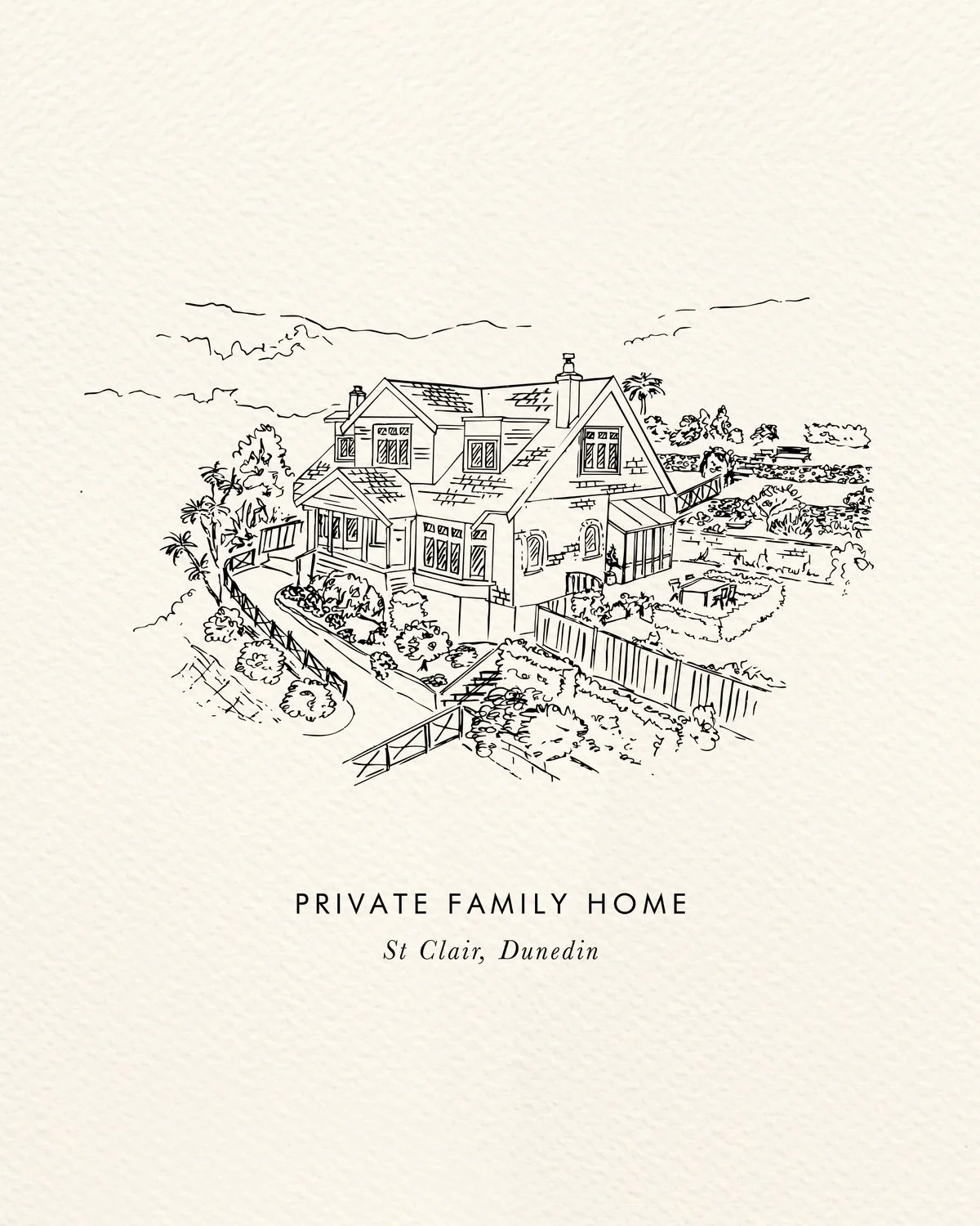 Custom Venue Sketch - Private Family Residence, Dunedin