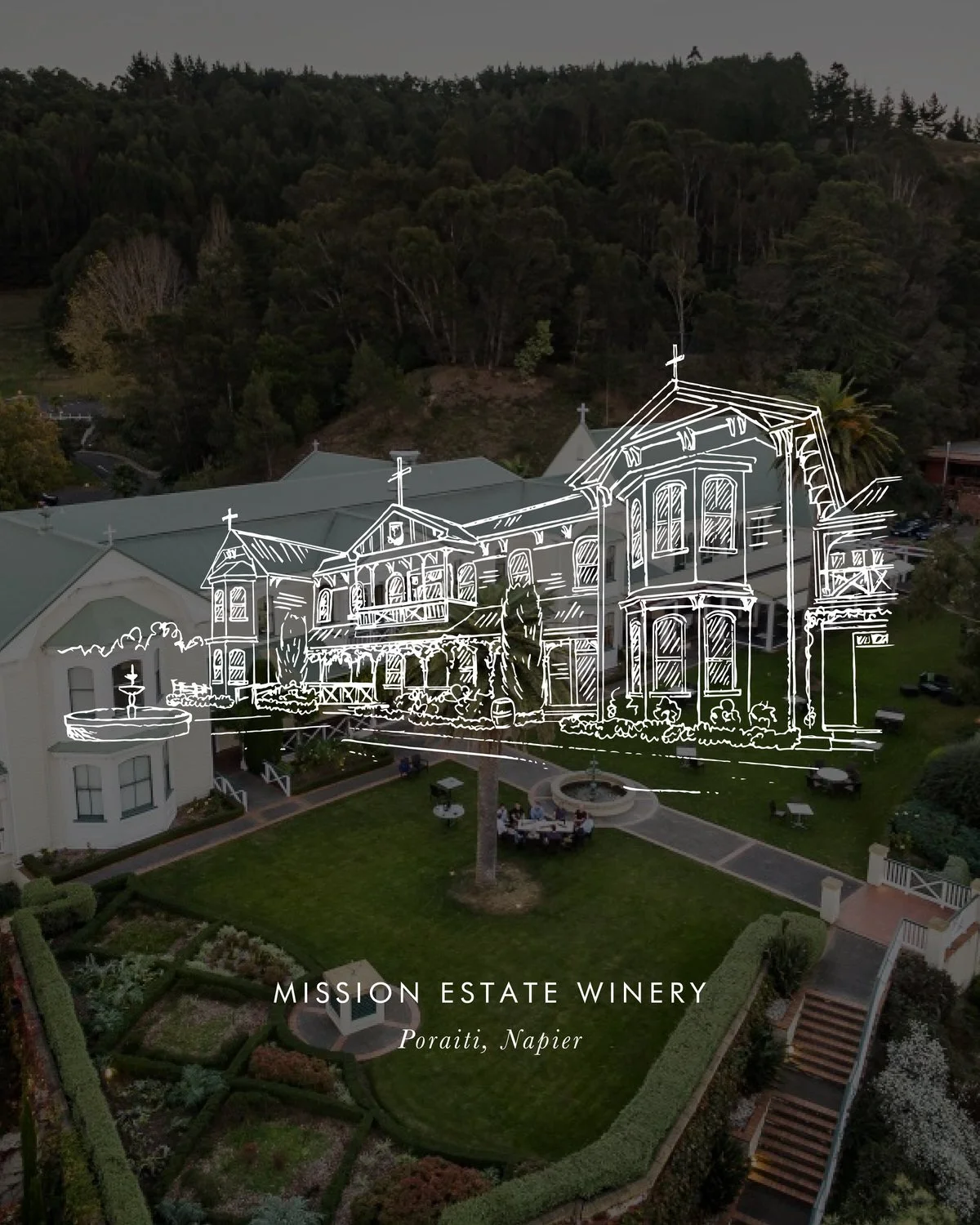 Wedding Venue Sketch - Mission Estate Winery, Napier