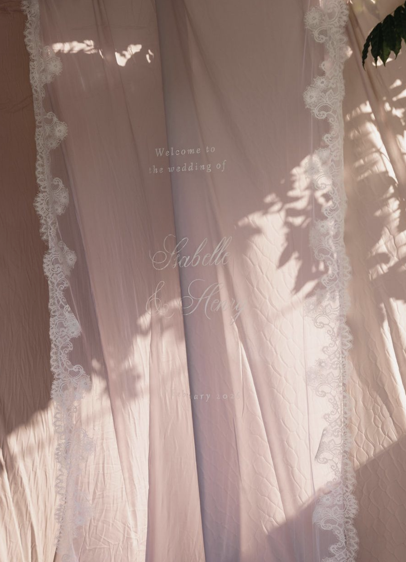 Lace Veil Wedding Welcome Sign, Custom and Handmade