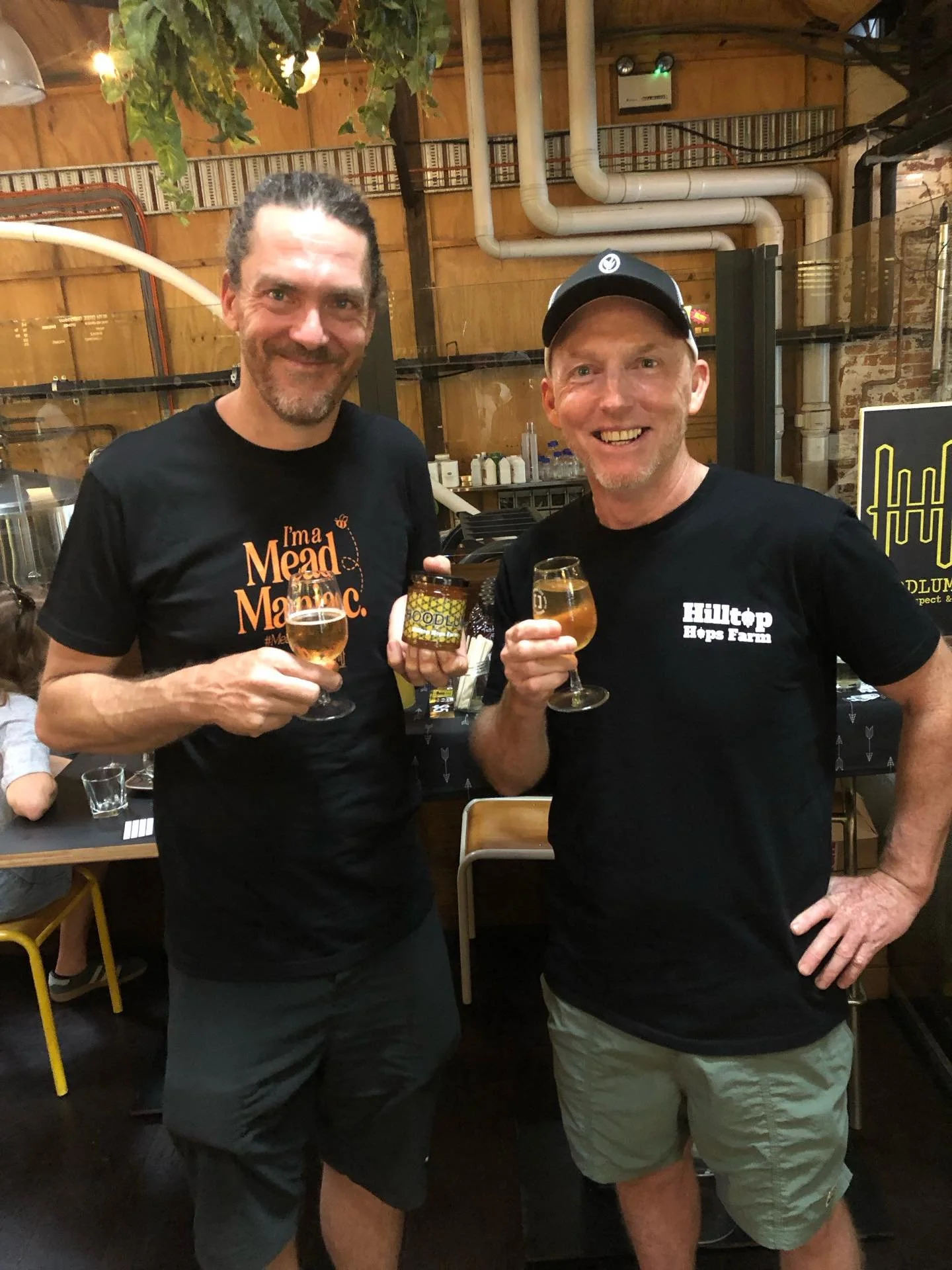 Working around the hop yard today we noticed some cheeky @hoodlum_honey bees fossicking for treats. They were a little more excited than usual, so following their beeline we tracked them back to @workingtitlebrew.co for Mead Mania, those little hoodl