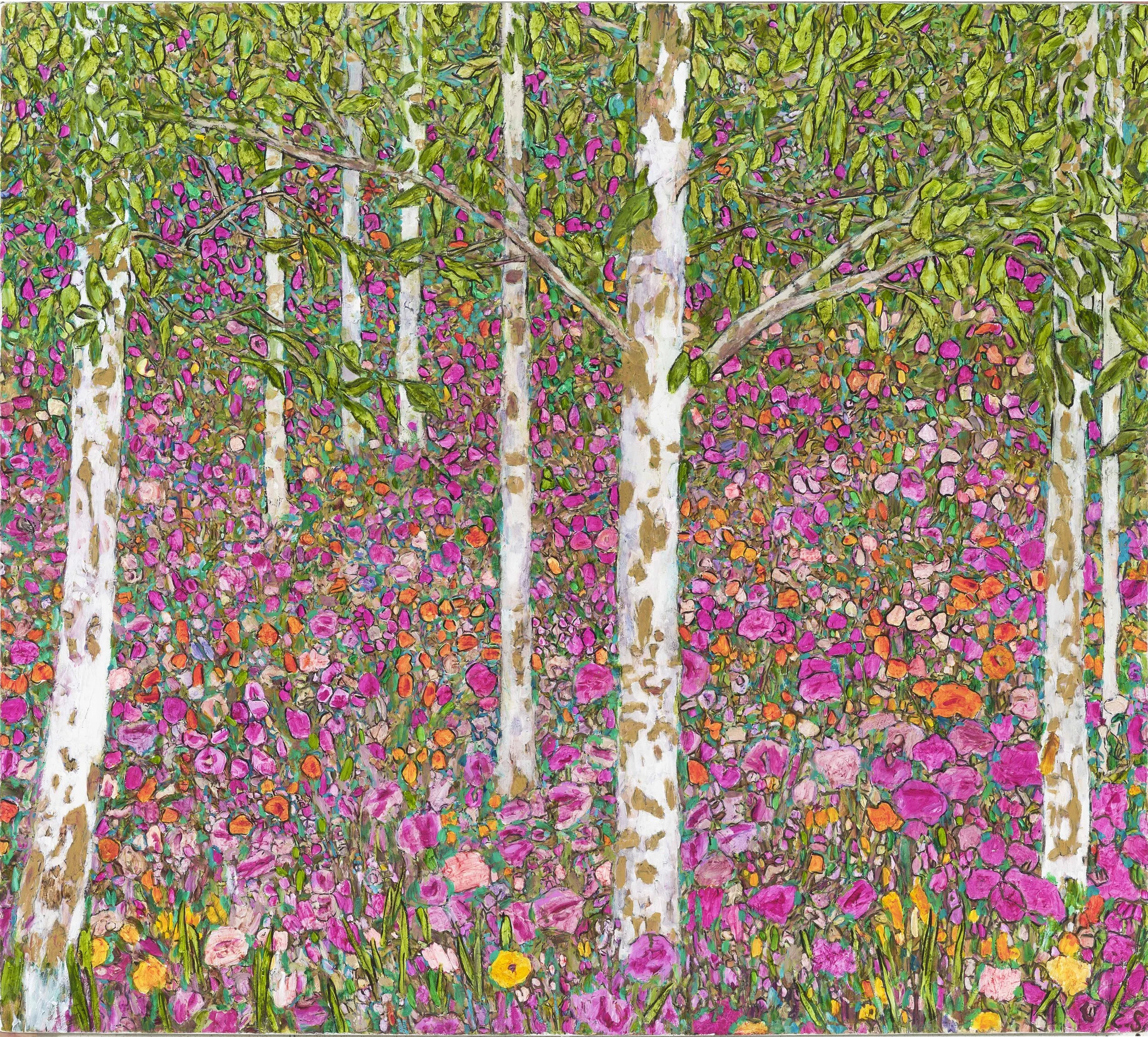 Silver Birches With Ranunculi 