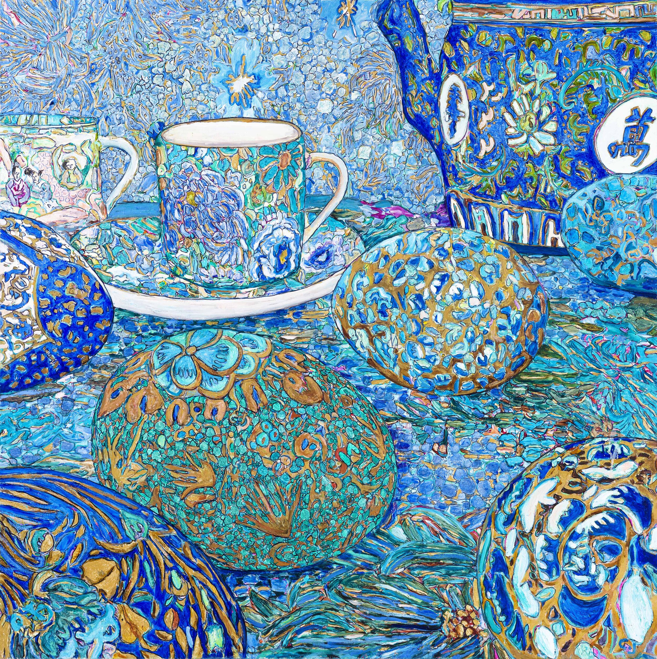 AVAILABLE Kashmiri Tea Party with Blue Porcelain.jpg