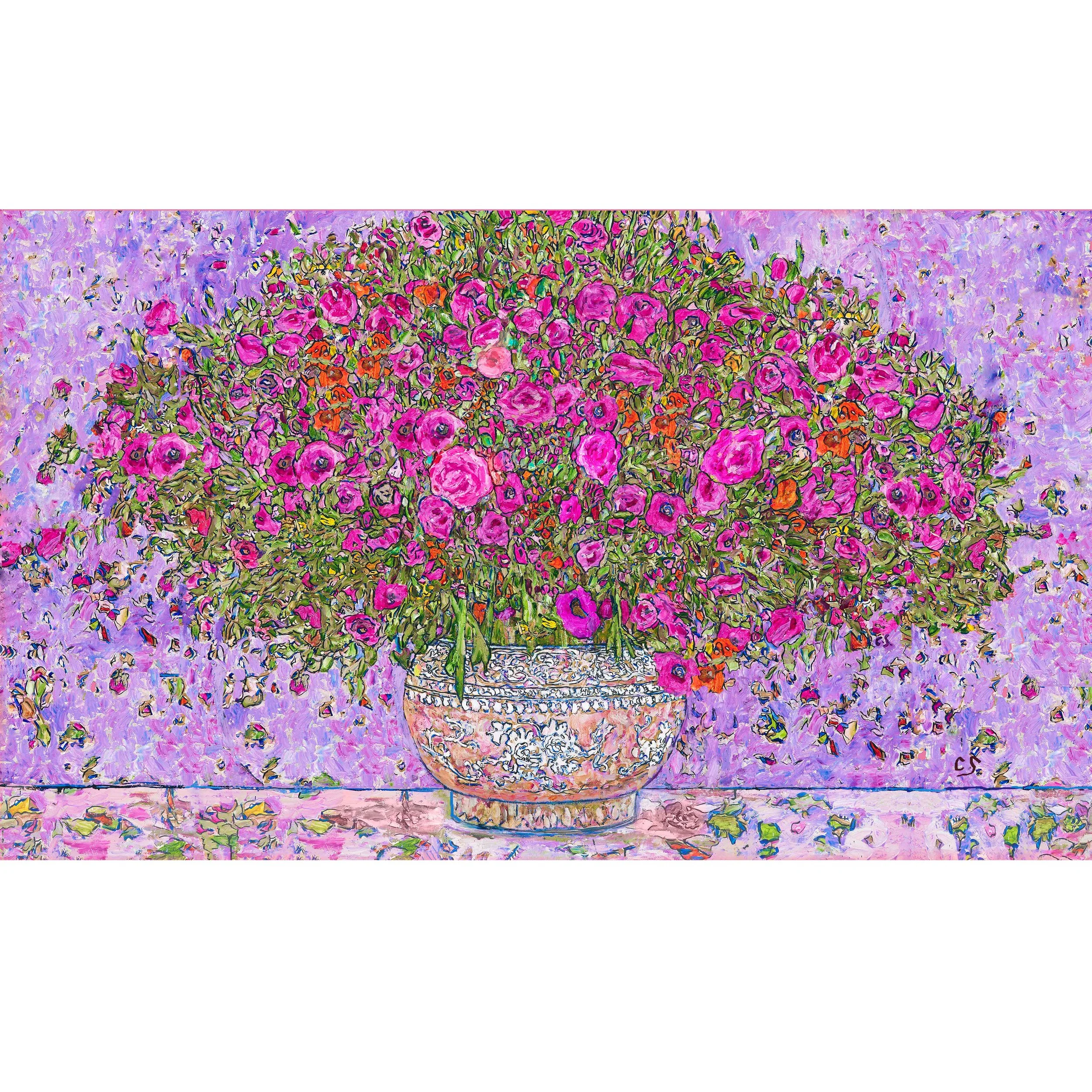 Pink Ranunculi in Chinese Vase