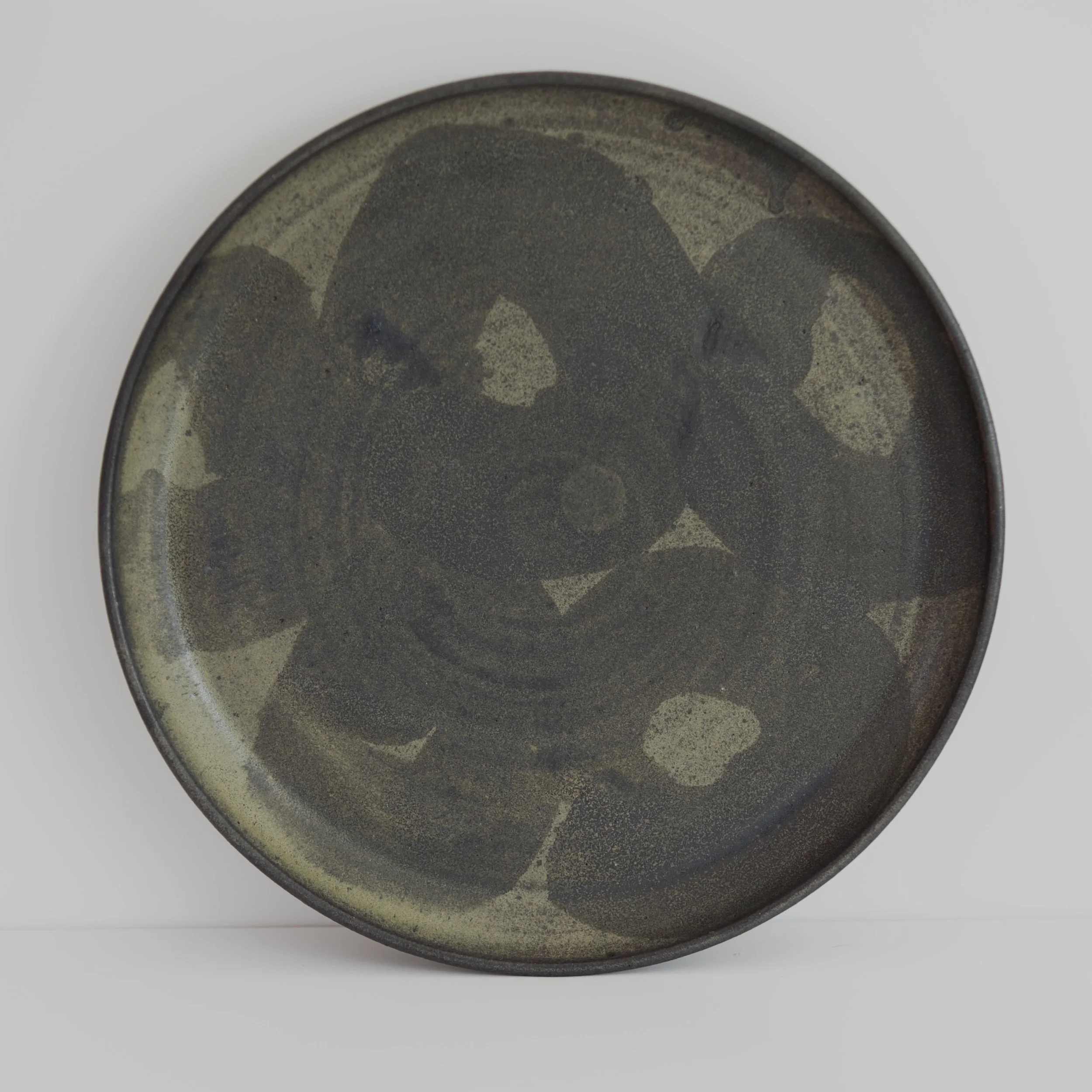 Small Plate - Dark glaze with Black Circles