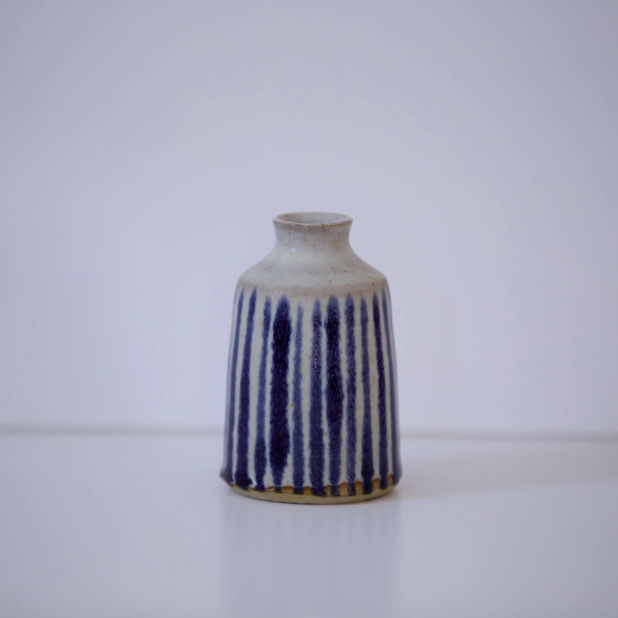 Blue Striped Bottle Vase