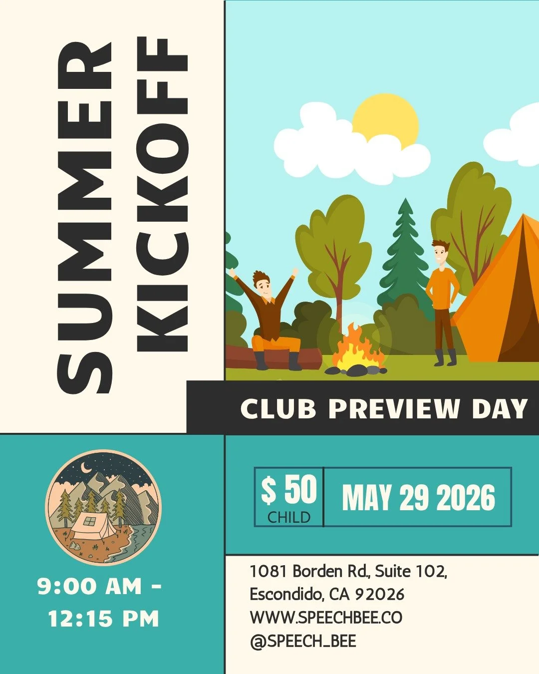 Join us tomorrow as we kick off our Summer groups and clubs! We're offering a special drop-in rate of $50 for tomorrow only, so you can preview one of our 3 awesome groups.

9:00-9:45 am: Little Bees - Play Group (ages 3-5) 
10:15-11 am: Buzzing Bees