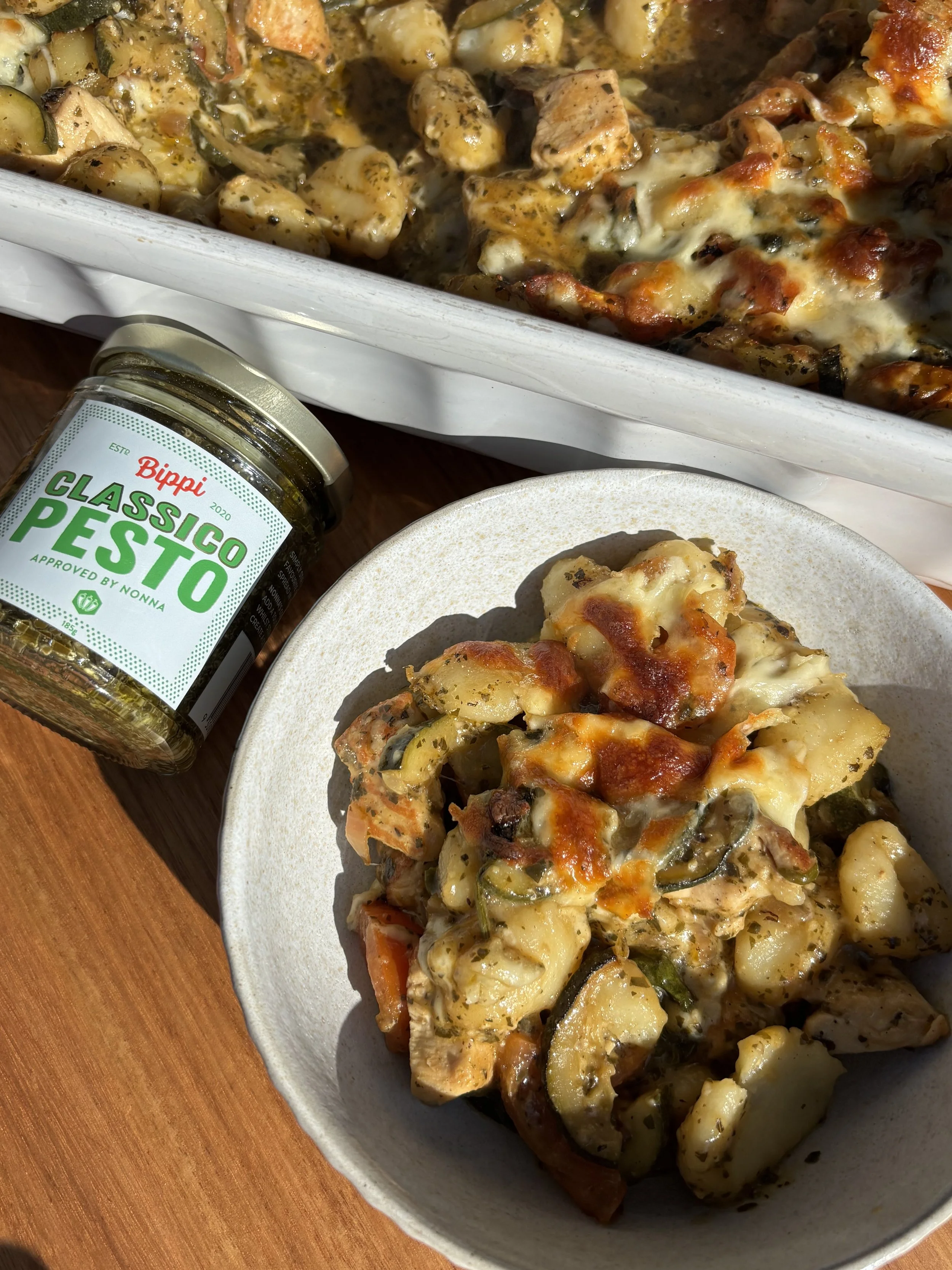 Pesto Chicken Gnocchi Bake