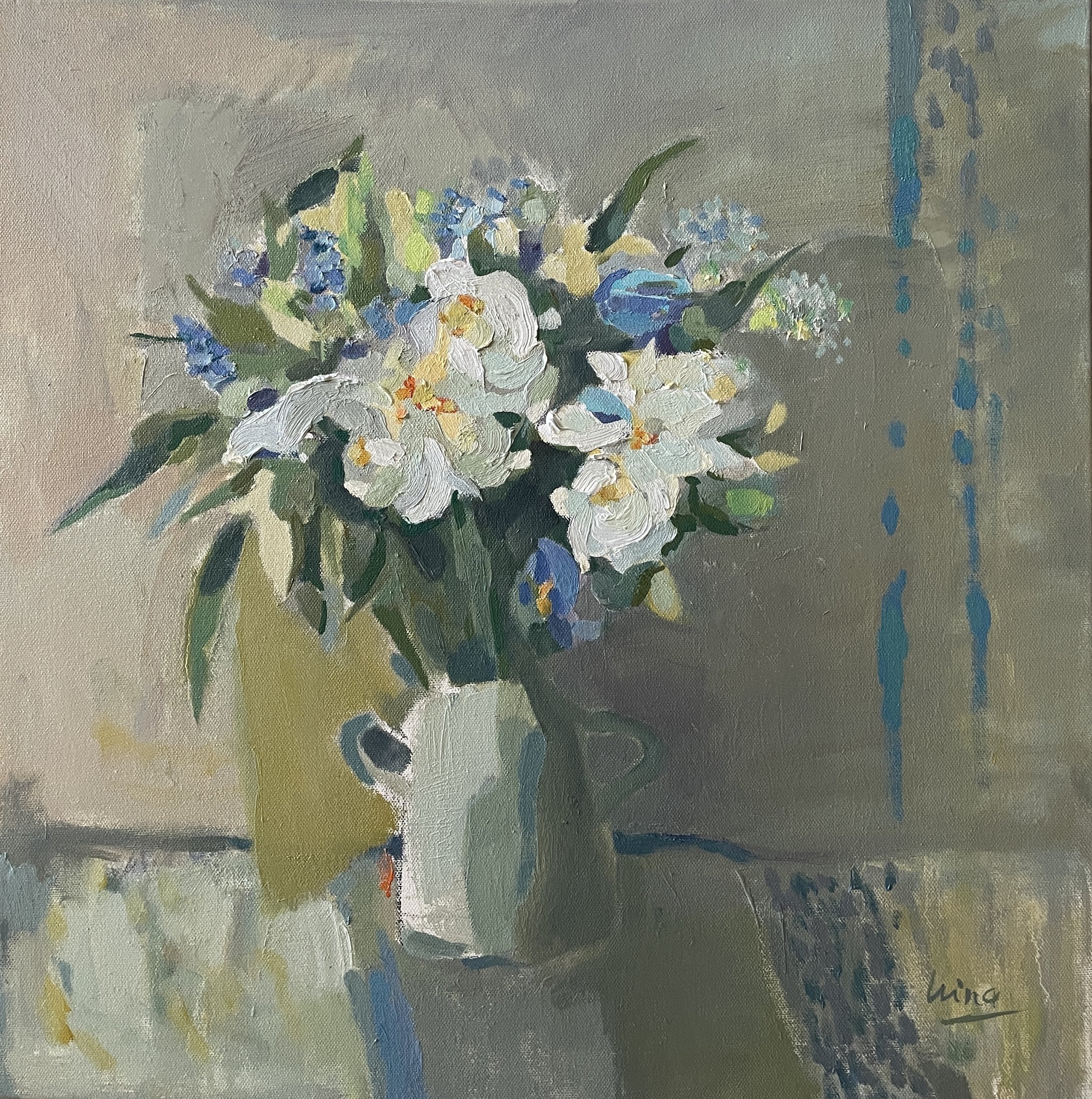 Spring Bouquet
51 × 51cm
Oil on canvas
Framed