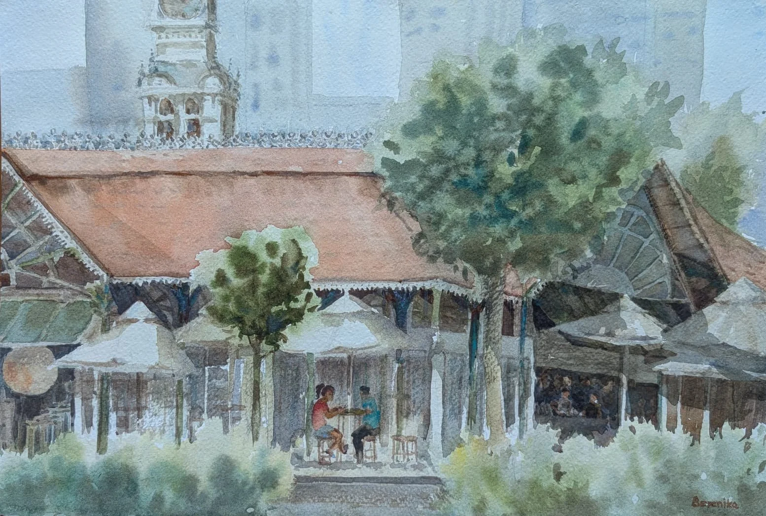 Meeting at Lau Pa Sat
30 x 45.5 cm
Watercolour on paper