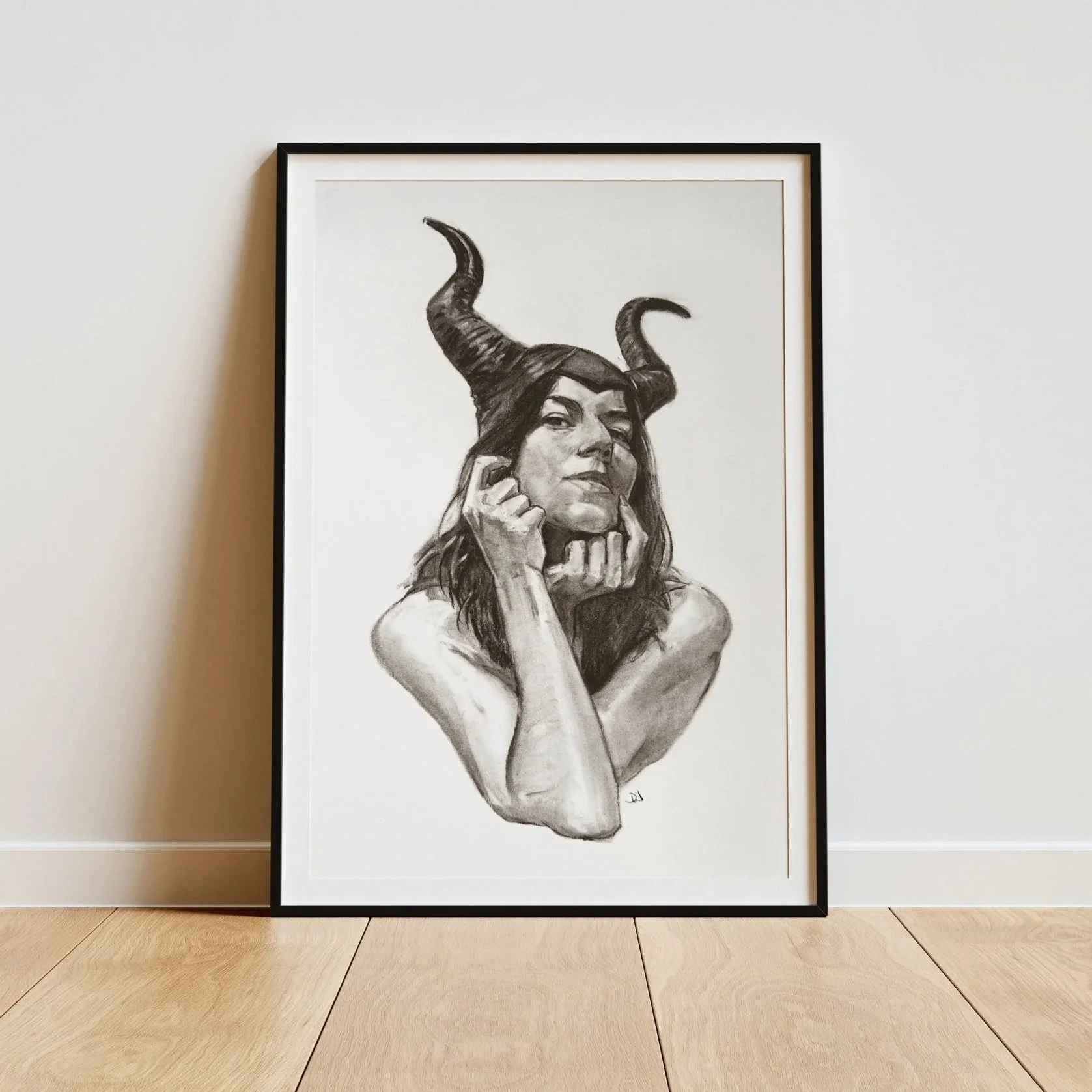 Face the Devil
 
Charcoal on paper
 
42cm x 59.4cm
 
Framed