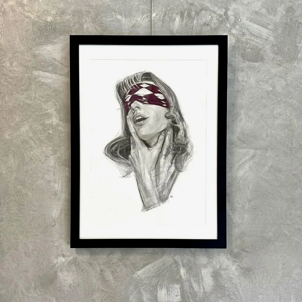Chokehold
 
Charcoal and pastel pencil on paper
 
42cm x 59.4cm
 
Framed