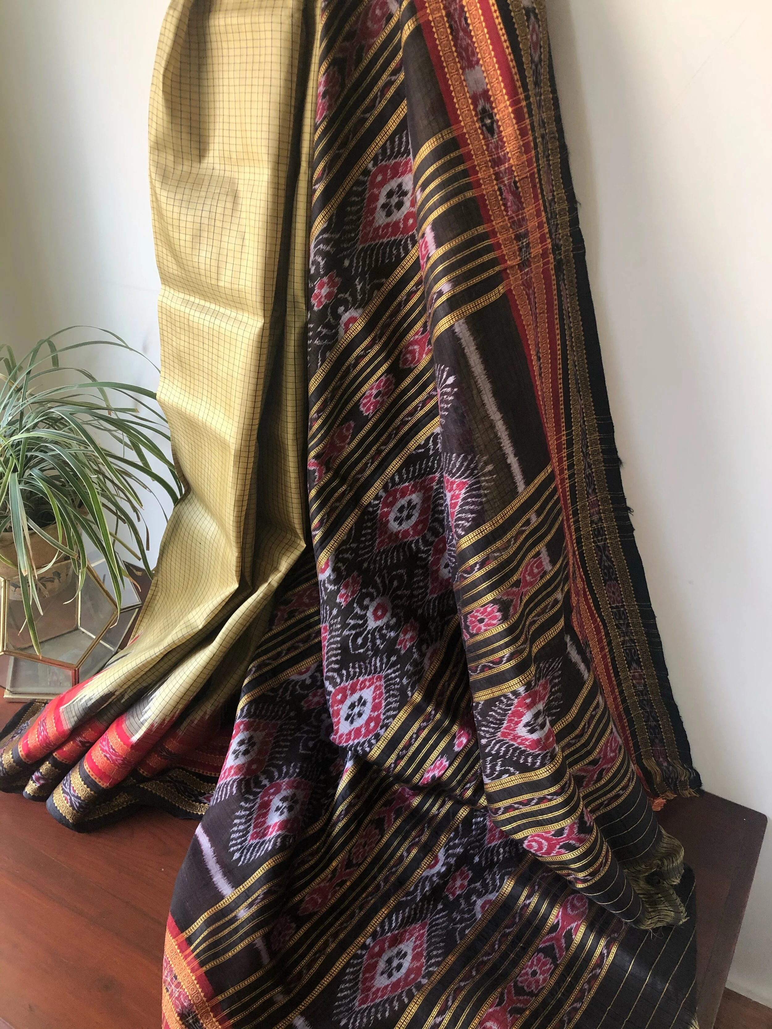 Checks & temples ikkat saree