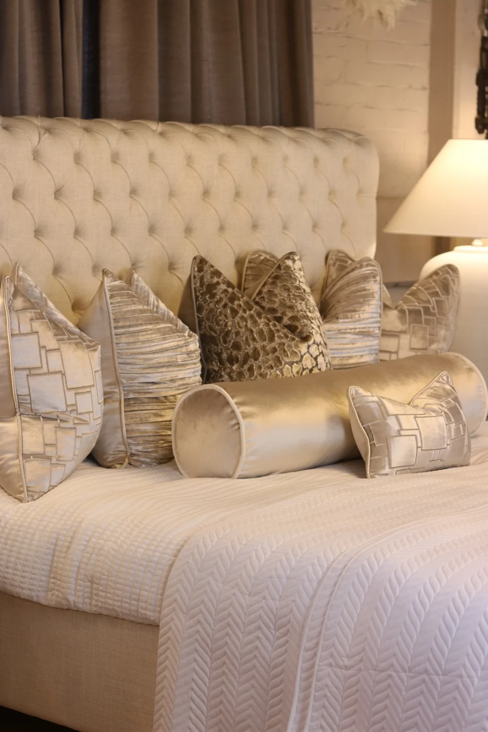 Champagne top coloured cushions