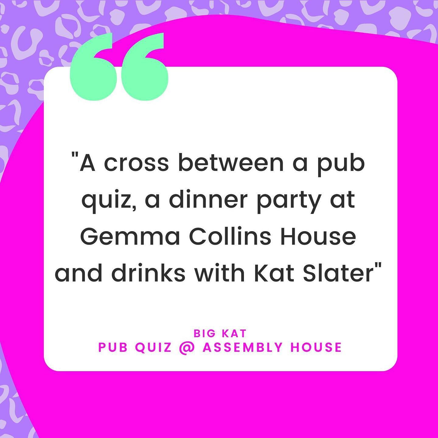 ✨THE REVIEWS ARE IN! ✨
So Big Kat gave herself ⭐️⭐️⭐️⭐️⭐️ and who are we to argue? 
TONIGHT:
🍺 @assemblynw5 
⏰ 7.30pm
🎤 @big_kat_xo 
.
🍺 @owlandhitch 
⏰ 8pm
🎤 @natashastrange_vox 
.
.
.
#londonevents #quiz #pubquiz #wemakeevents #femaleownedbusin