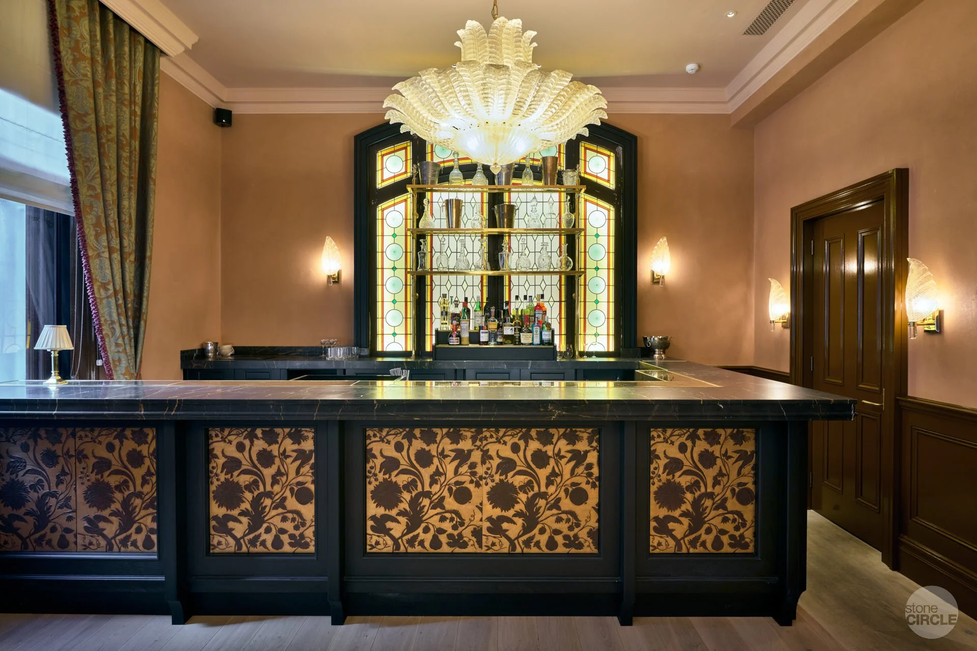  Port Laurent black and gold marble bar top 