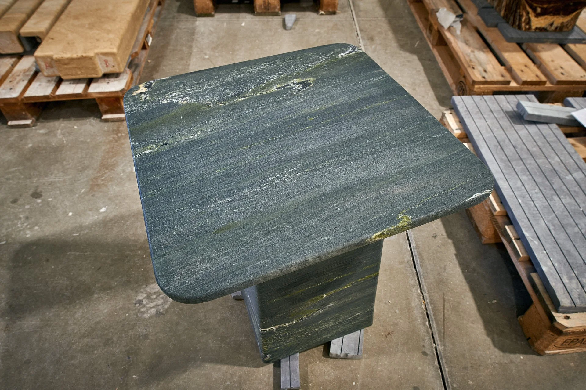 Pannonia Green marble square table by stoneCIRCLE, photo Marco Joe Fazio Creatives