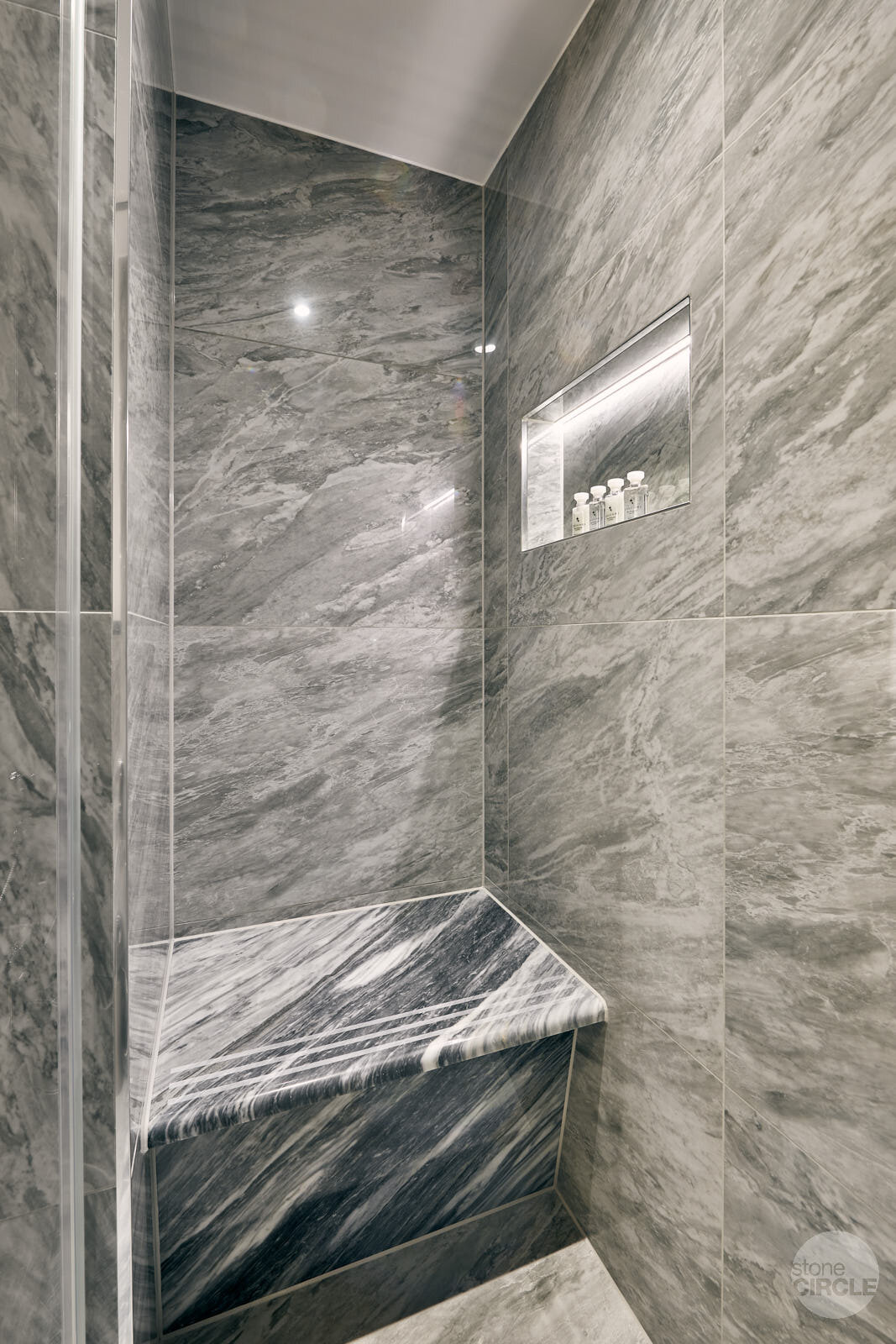 Bardiglio marble shower seat