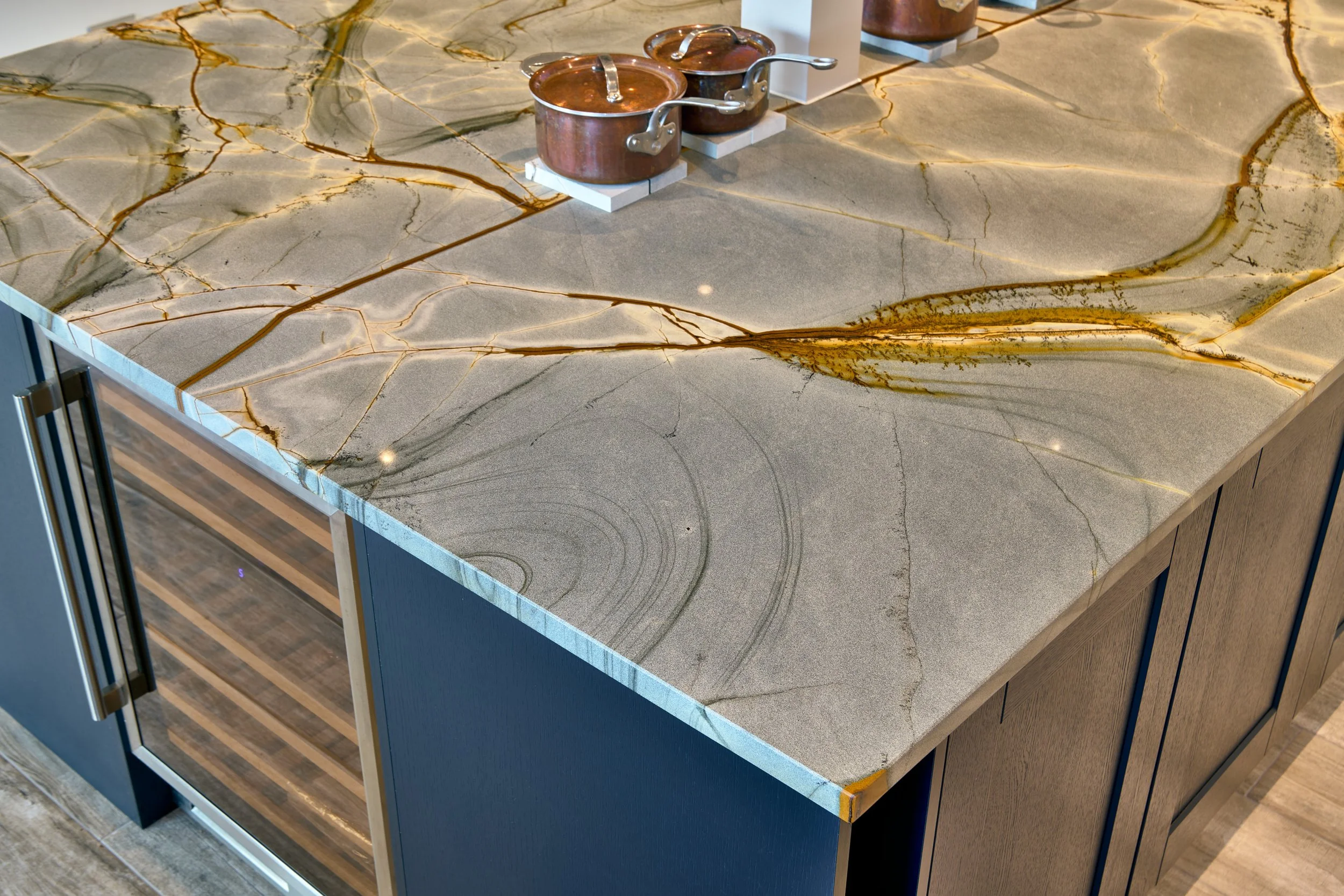 Blue Roma kitchen worktop by stoneCIRCLE - photo by Marco Joe Fazio Studio