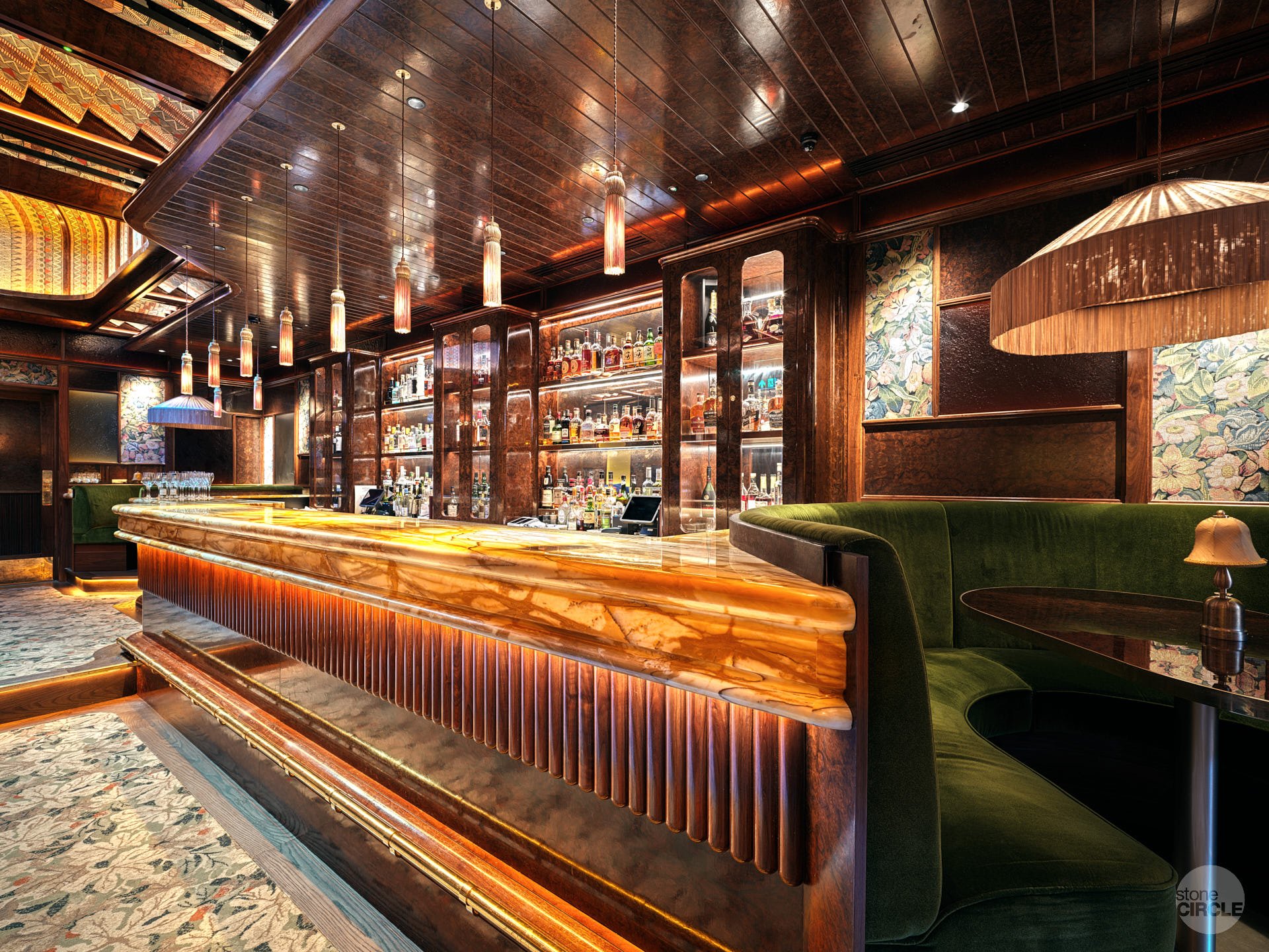 Giallo Siena bar countertop at Ronnie Scott's by stoneCIRCLE - photo Marco Joe Fazio Creatives