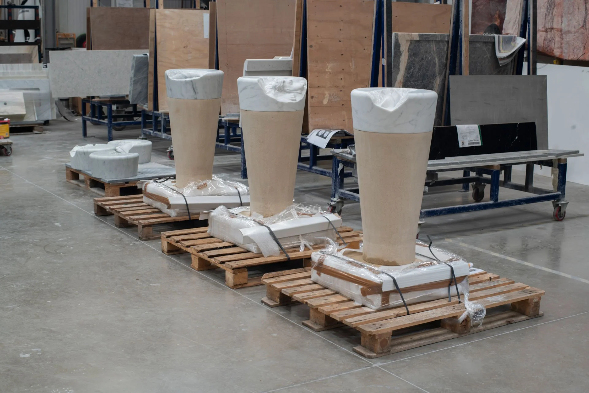 Hull Maritime Waymarkers at stoneCIRCLE factory ready to be shipped.